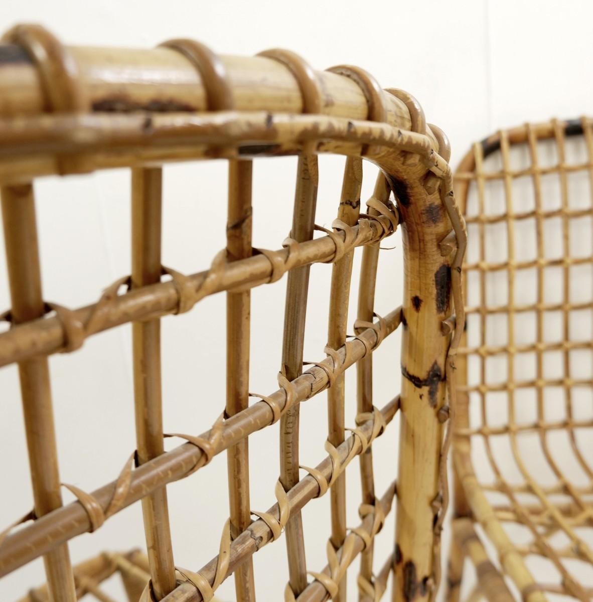 Set of 4 Mid-Century Modern Rattan Chairs, 1960s In Good Condition In Brussels, BE