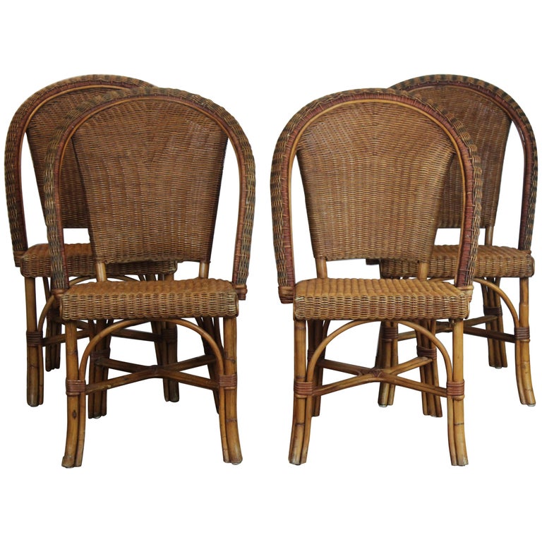 Set of 4 Rattan Chairs For Sale at 1stDibs