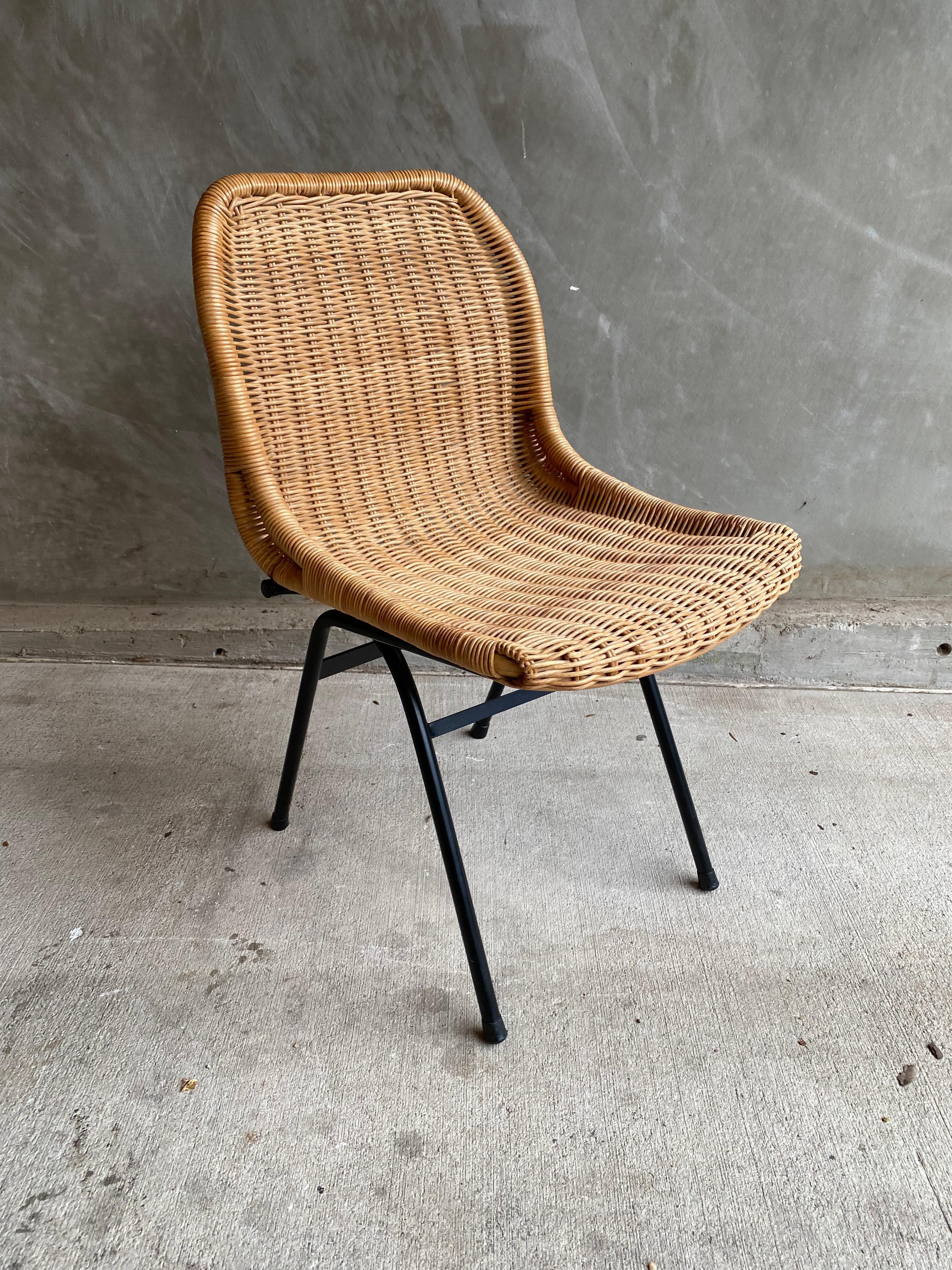Set of 4 Rattan or Wicker Chairs, Dirk van Sliedregt, NL, 1960's 3