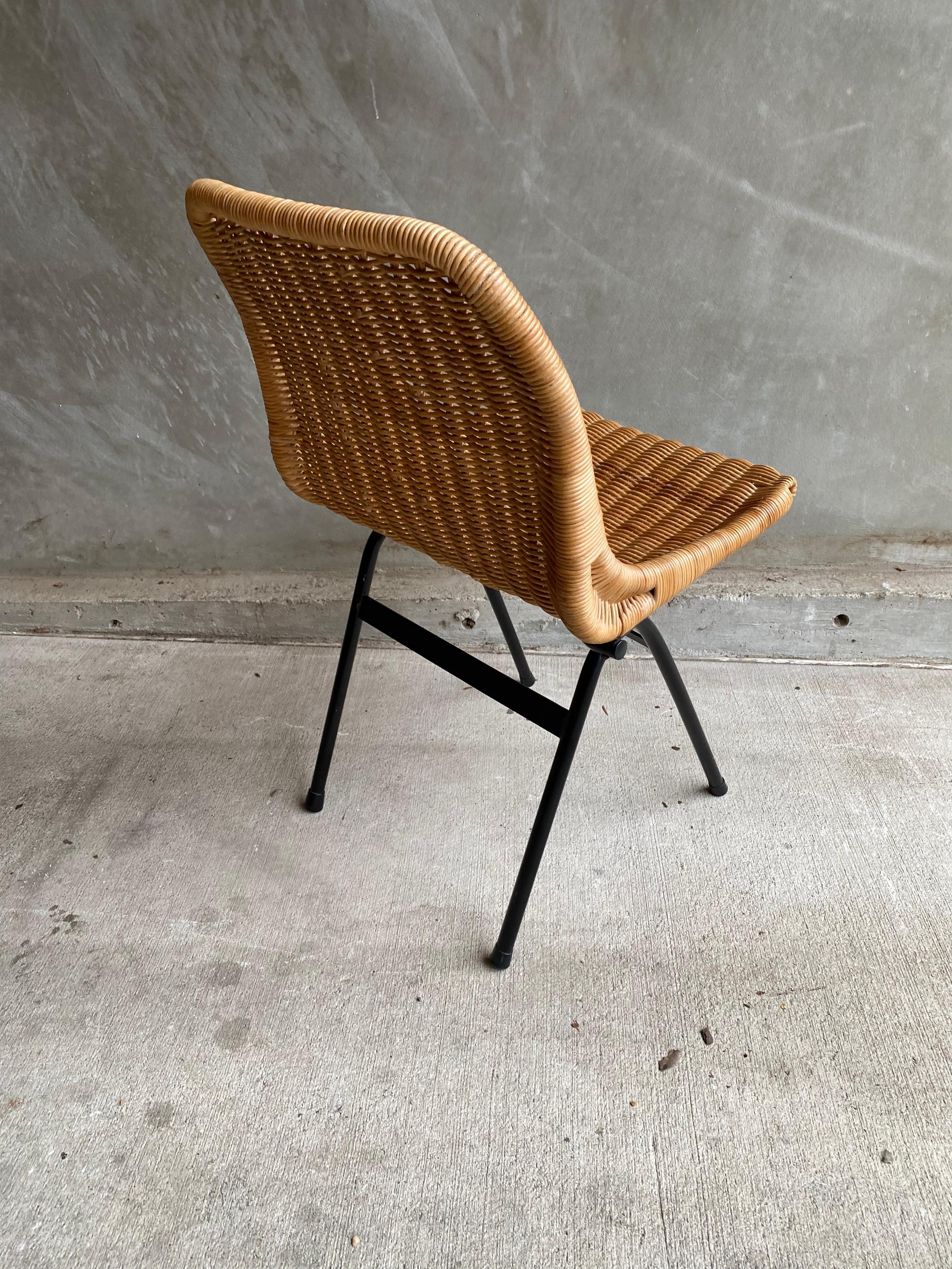 Set of 4 Rattan or Wicker Chairs, Dirk van Sliedregt, NL, 1960's 7