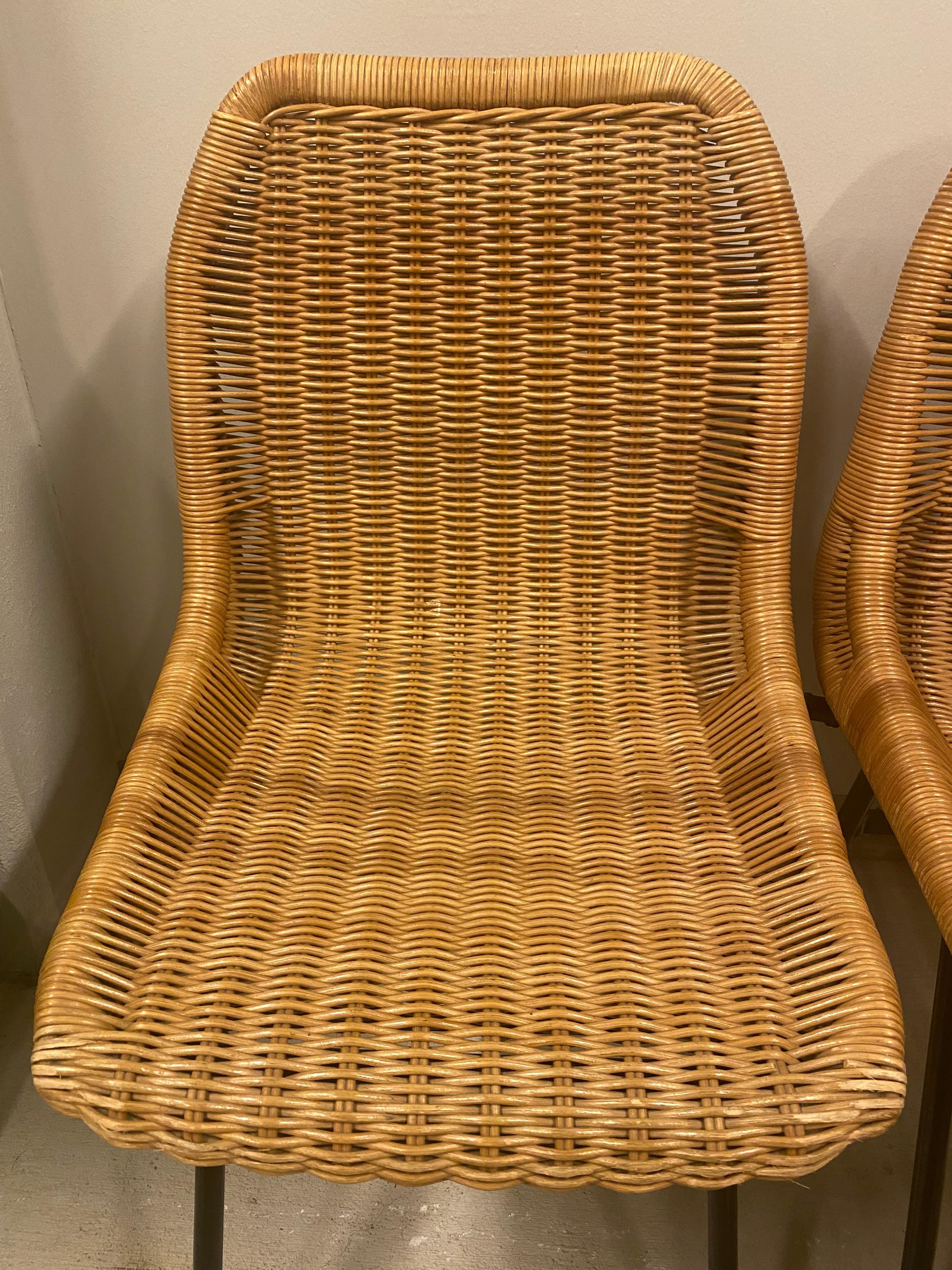 Dutch Set of 4 Rattan or Wicker Chairs, Dirk van Sliedregt, NL, 1960's