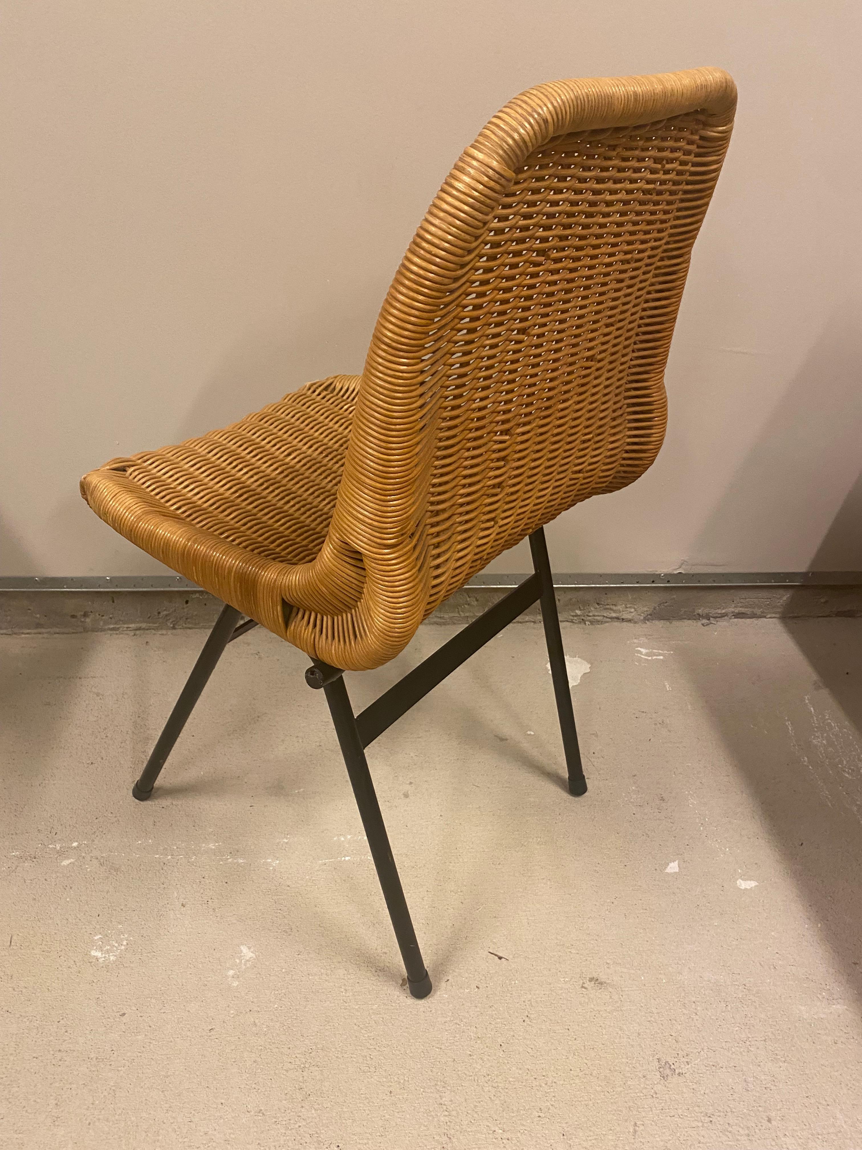 Set of 4 Rattan or Wicker Chairs, Dirk van Sliedregt, NL, 1960's 1