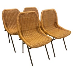 Set of 4 Rattan or Wicker Chairs, Dirk van Sliedregt, NL, 1960's