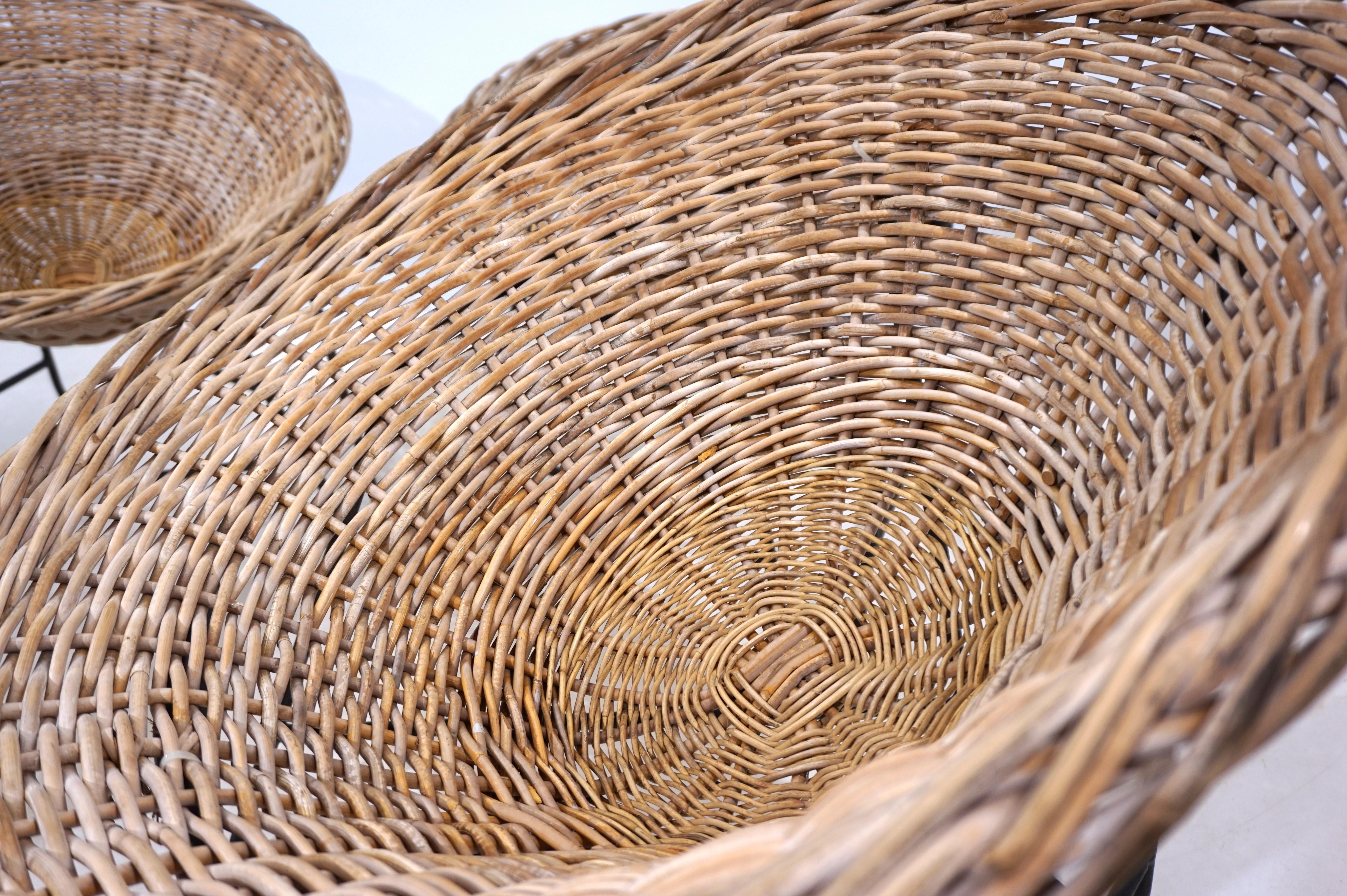 Ensemble de 4 chaises pods en rotin 60s en vente 12