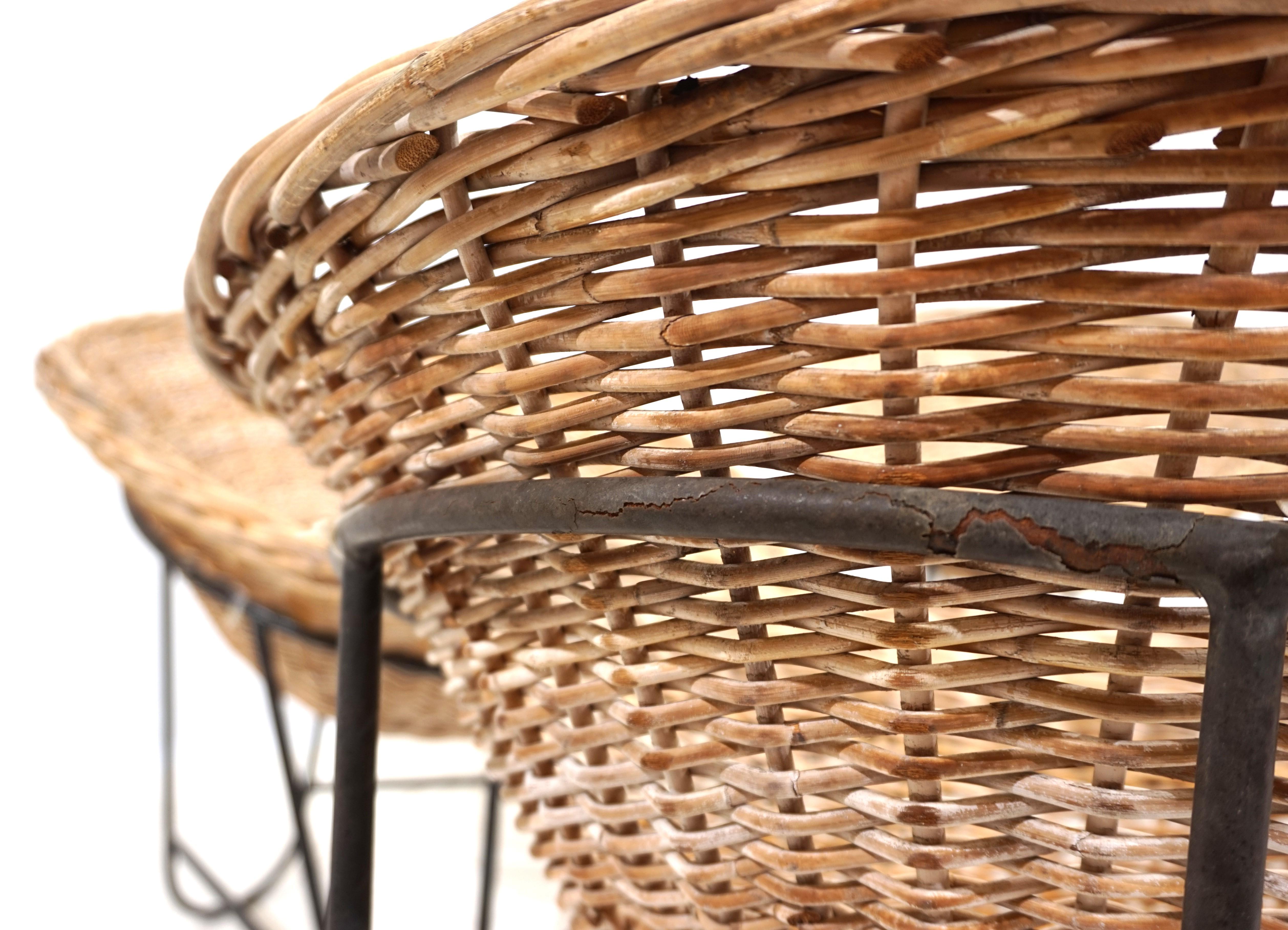 Ensemble de 4 chaises pods en rotin 60s en vente 13