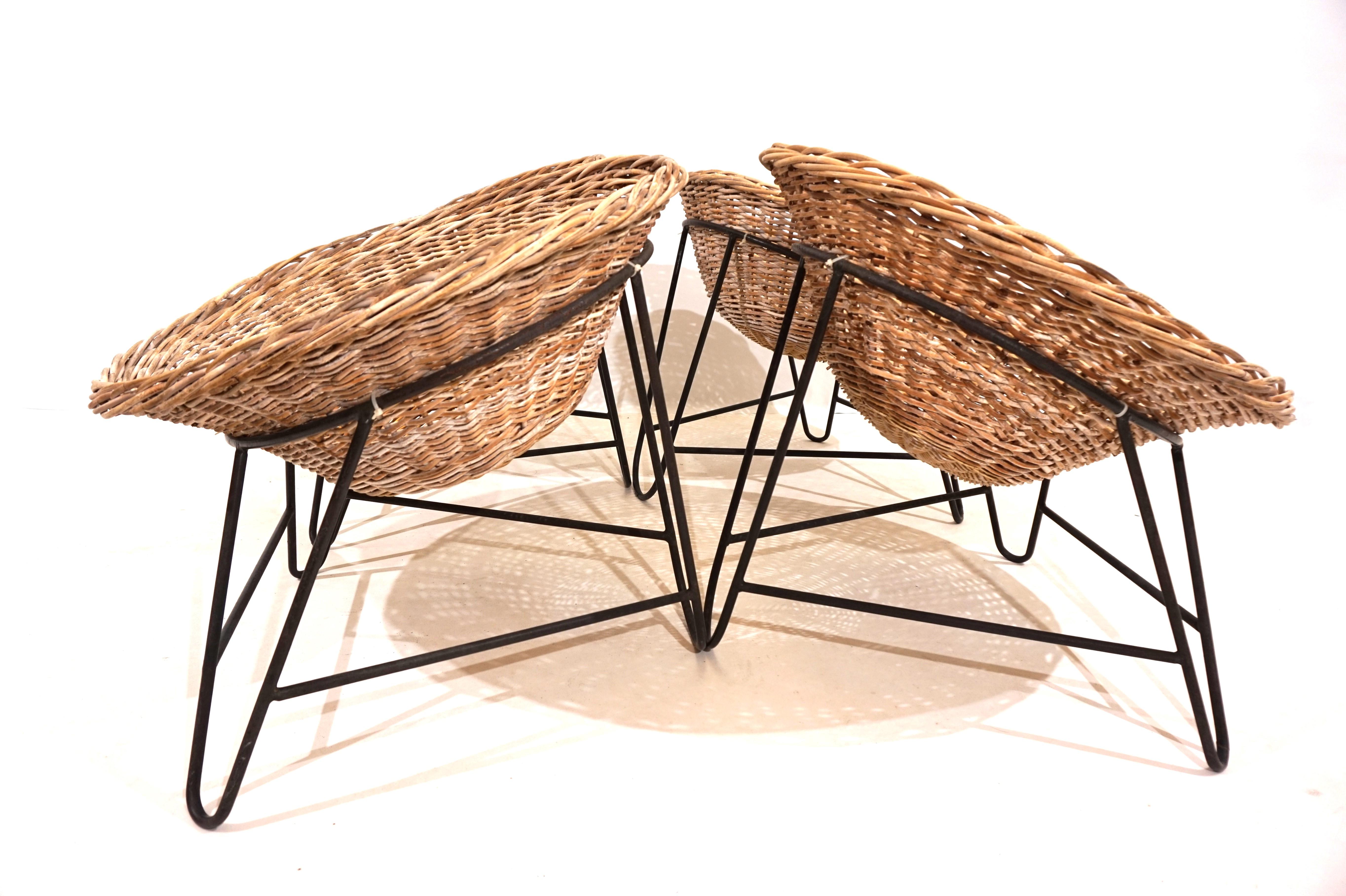 Mid-20th Century Set of 4 rattan pod chairs 60s For Sale