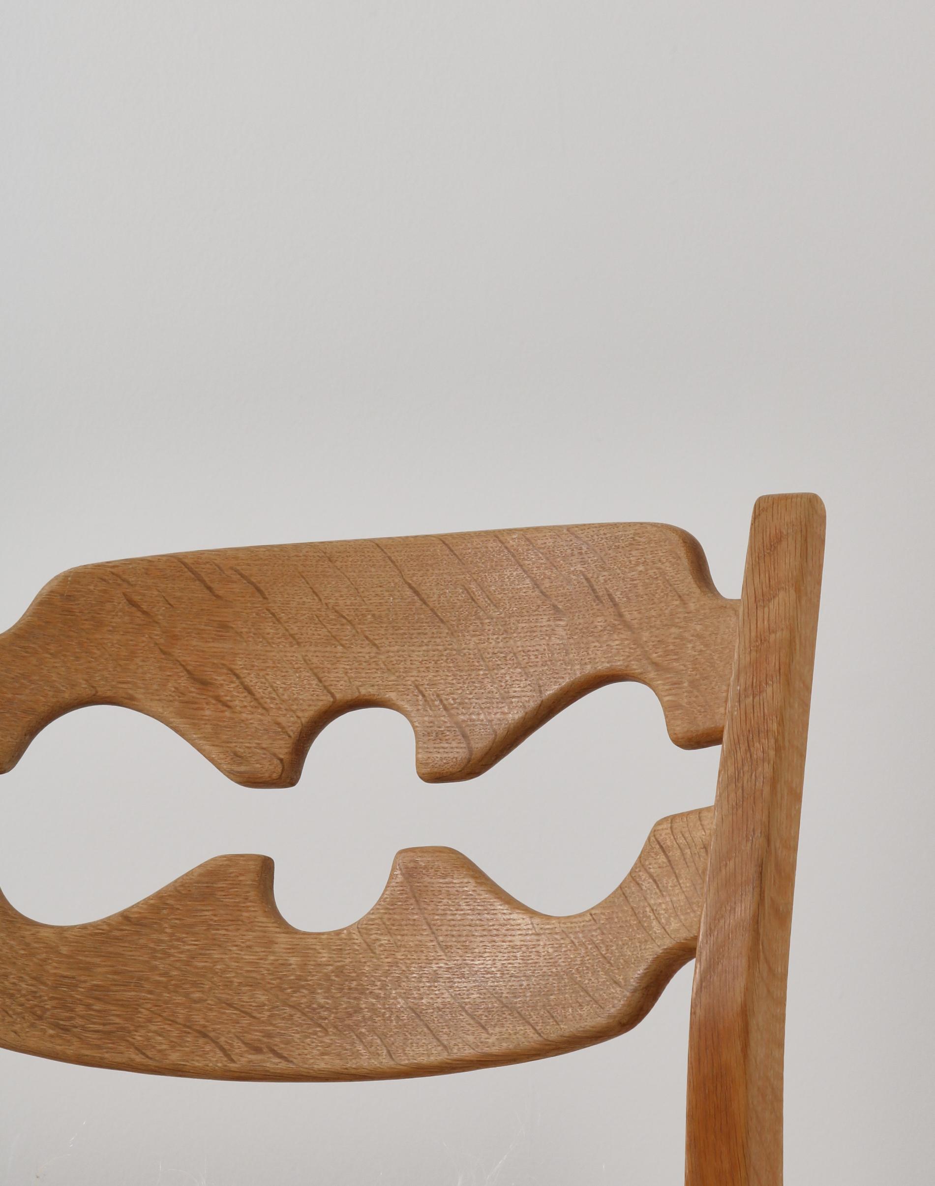 Set of 4 Razor Blade Dining Chairs in Oak & Sheepskin by Henry Kjærnulf, Denmark For Sale 5