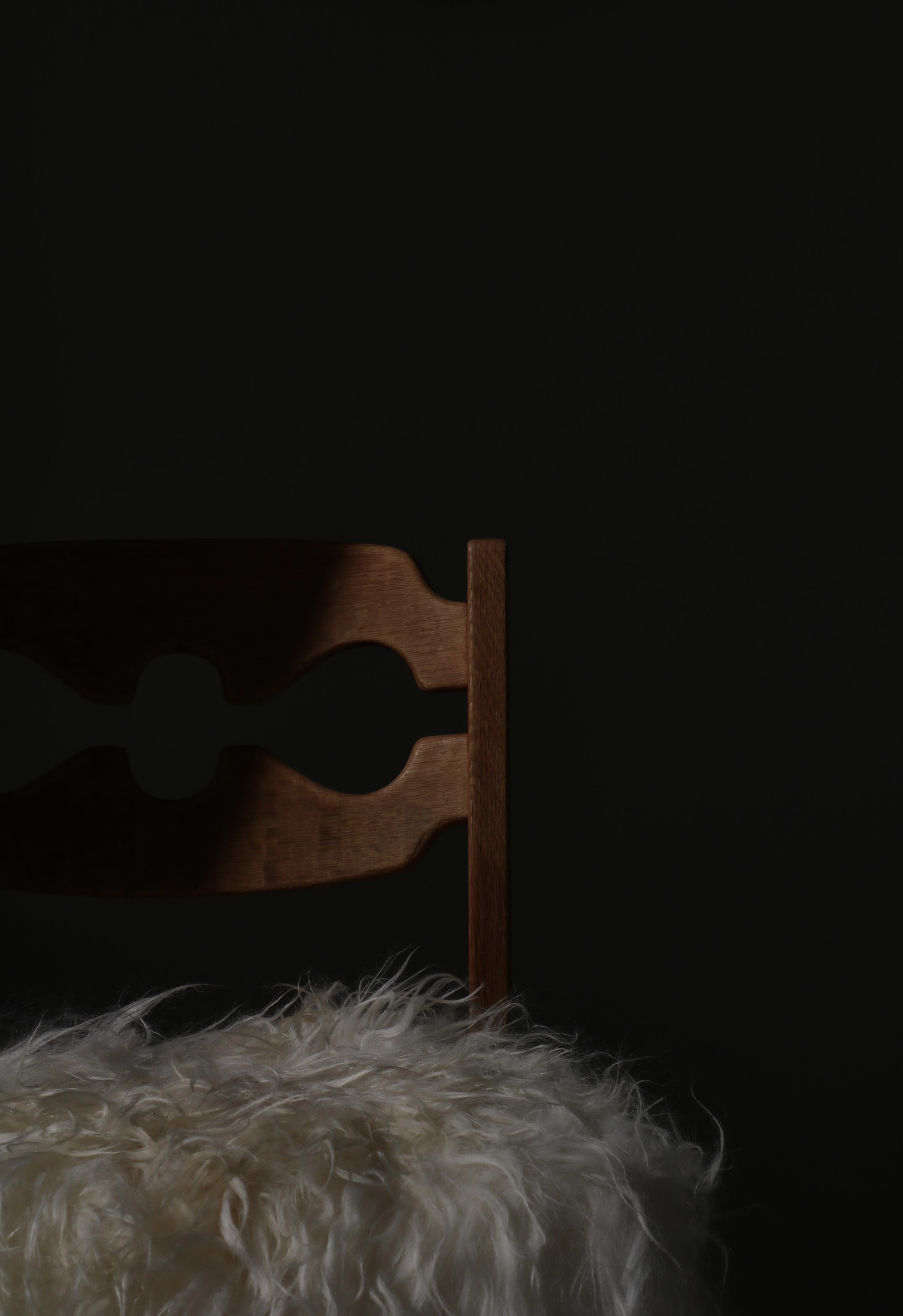 Set of 4 Razor Blade Dining Chairs in Oak & Sheepskin by Henry Kjærnulf, Denmark 9