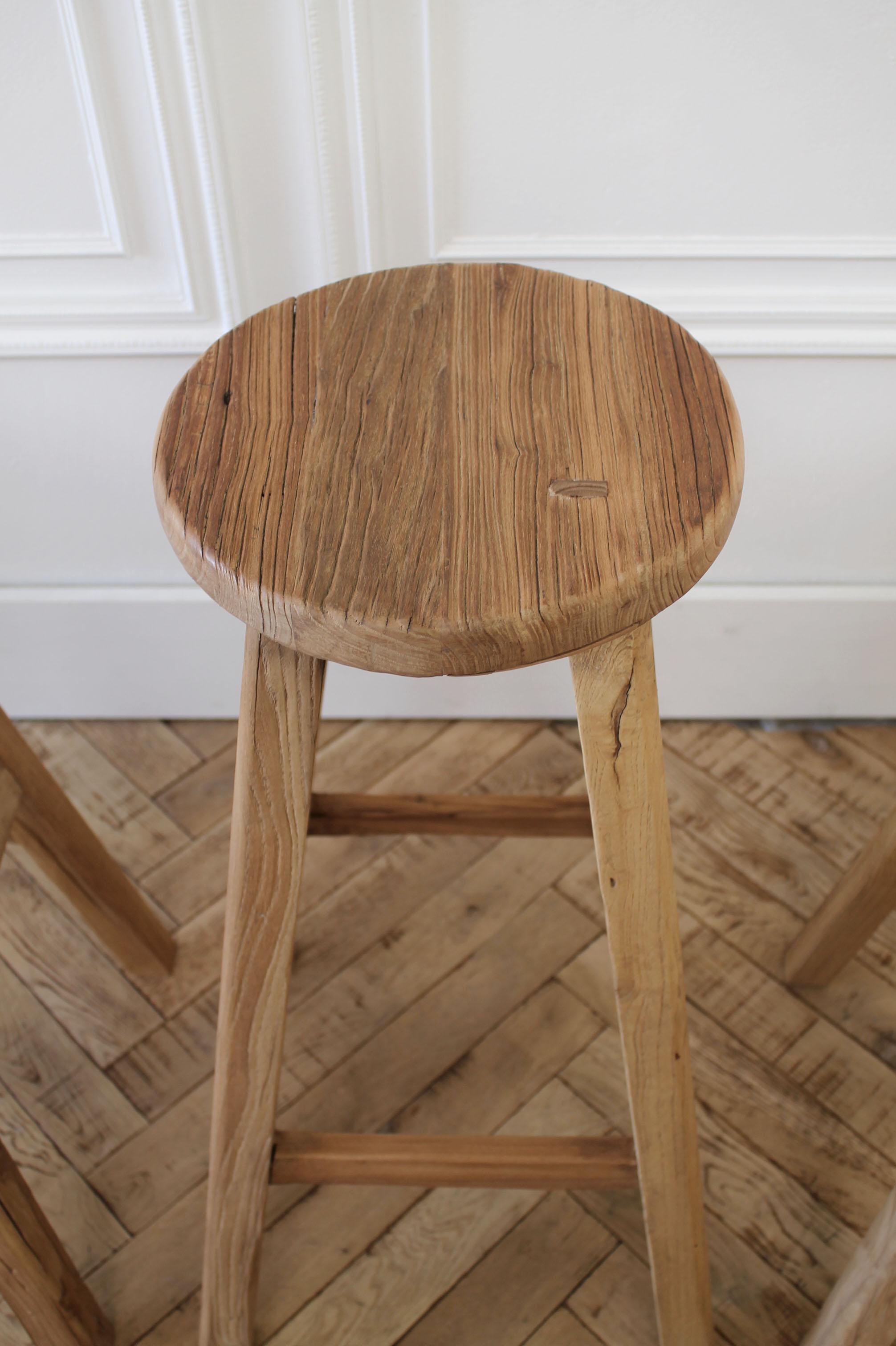 rustic elm wood bar stool