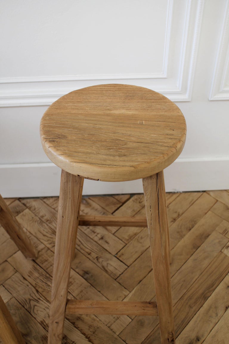 Set of 4 Reclaimed Elmwood Bar Stools at 1stDibs