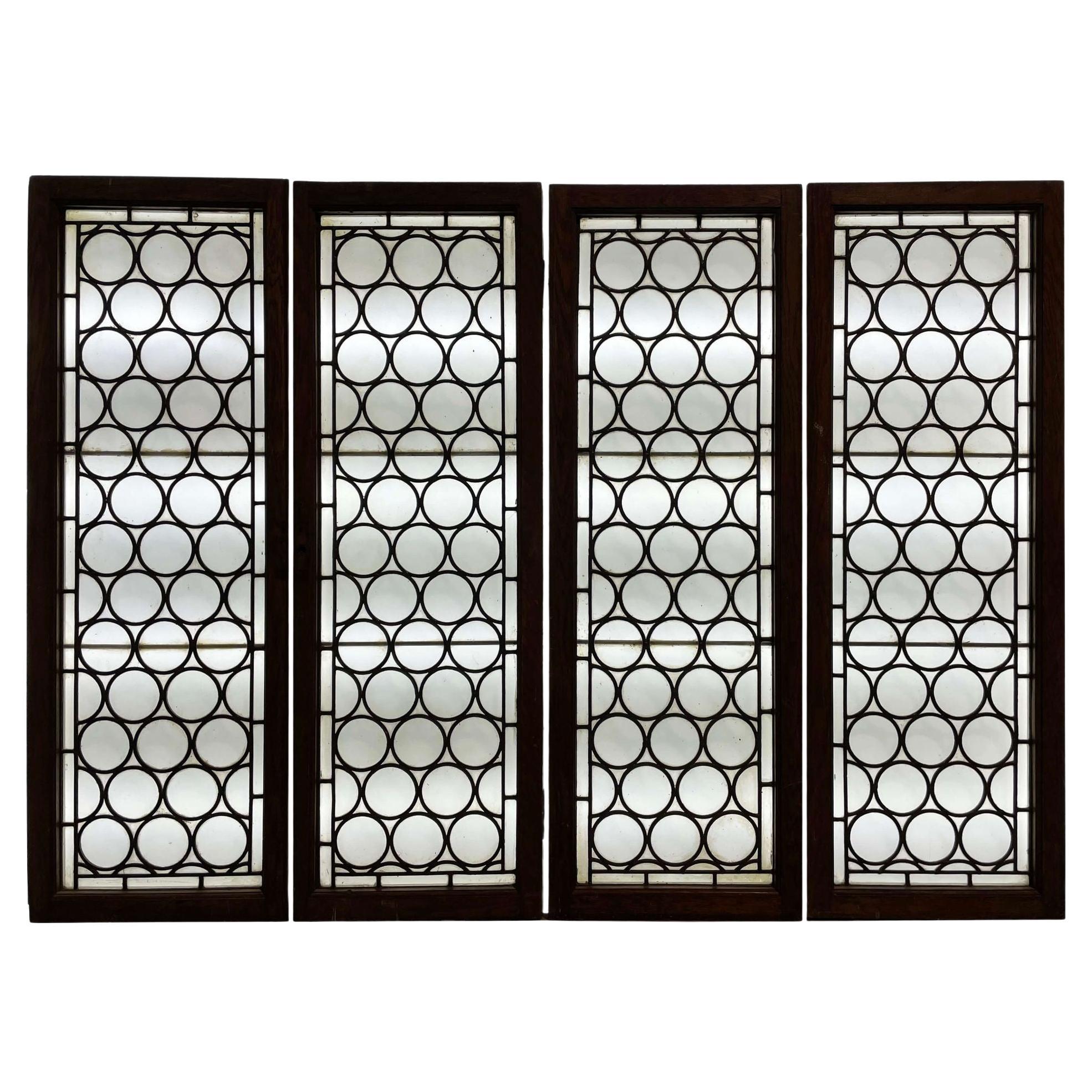 Set of 4 Reclaimed Oak Glazed Windows