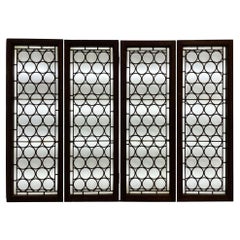 Antique Set of 4 Reclaimed Oak Glazed Windows