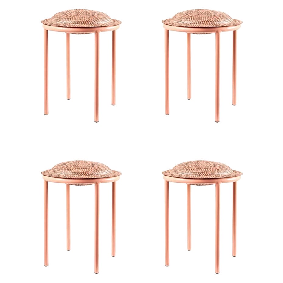 Set of 4 Red Cana Stool by Pauline Deltour