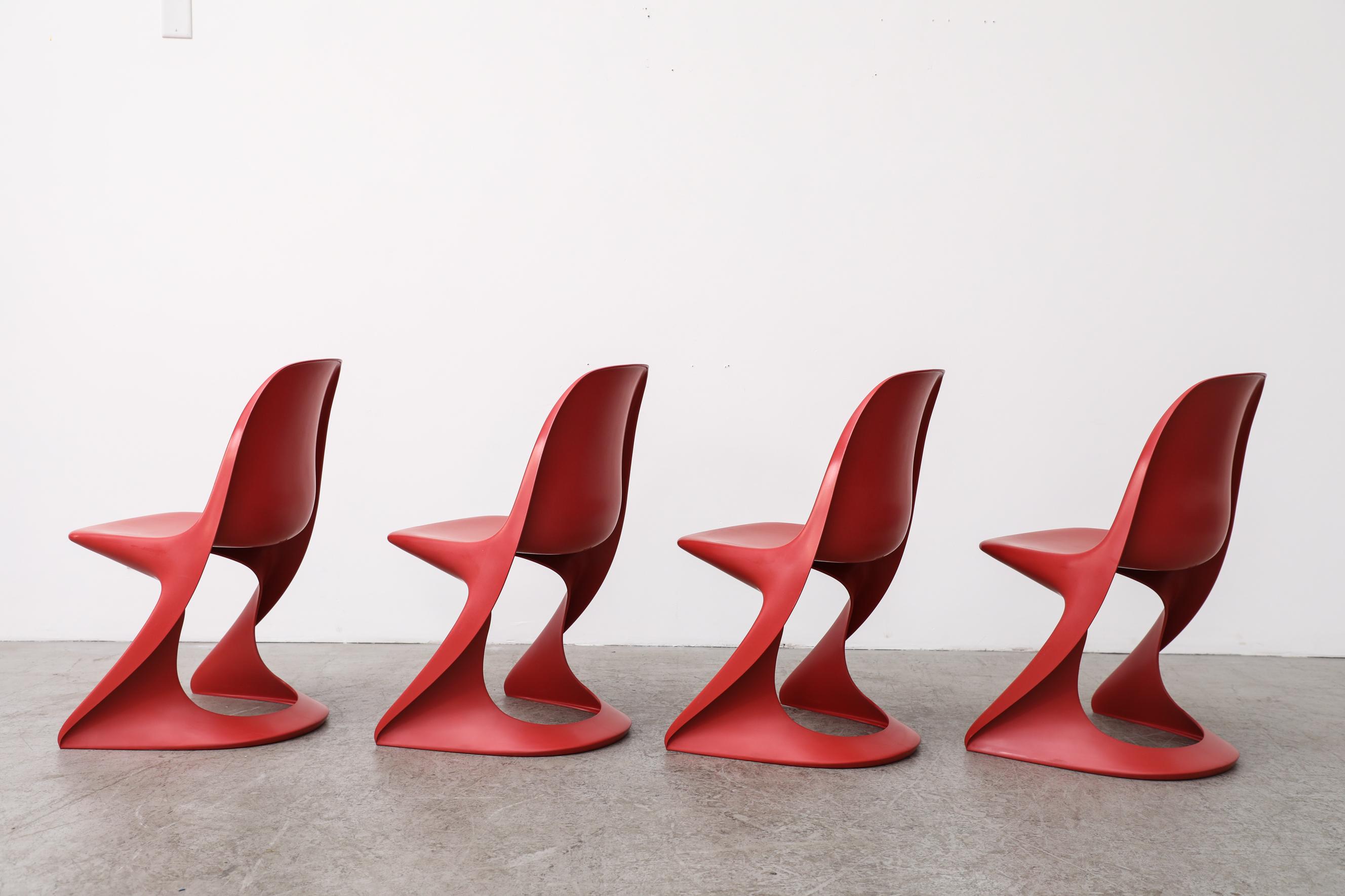 Mid-Century Modern Set of 4 Space Age Stacking Child Sized Red Casalino Chairs by Alexander Begge For Sale