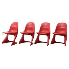 Set of 4 Red Casalino Chairs by Alexander Begge