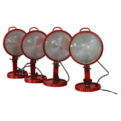 Set of 4 red "Jeep" Cesare Leonardi & Franca Stagi, Lumenform, Wall Lights