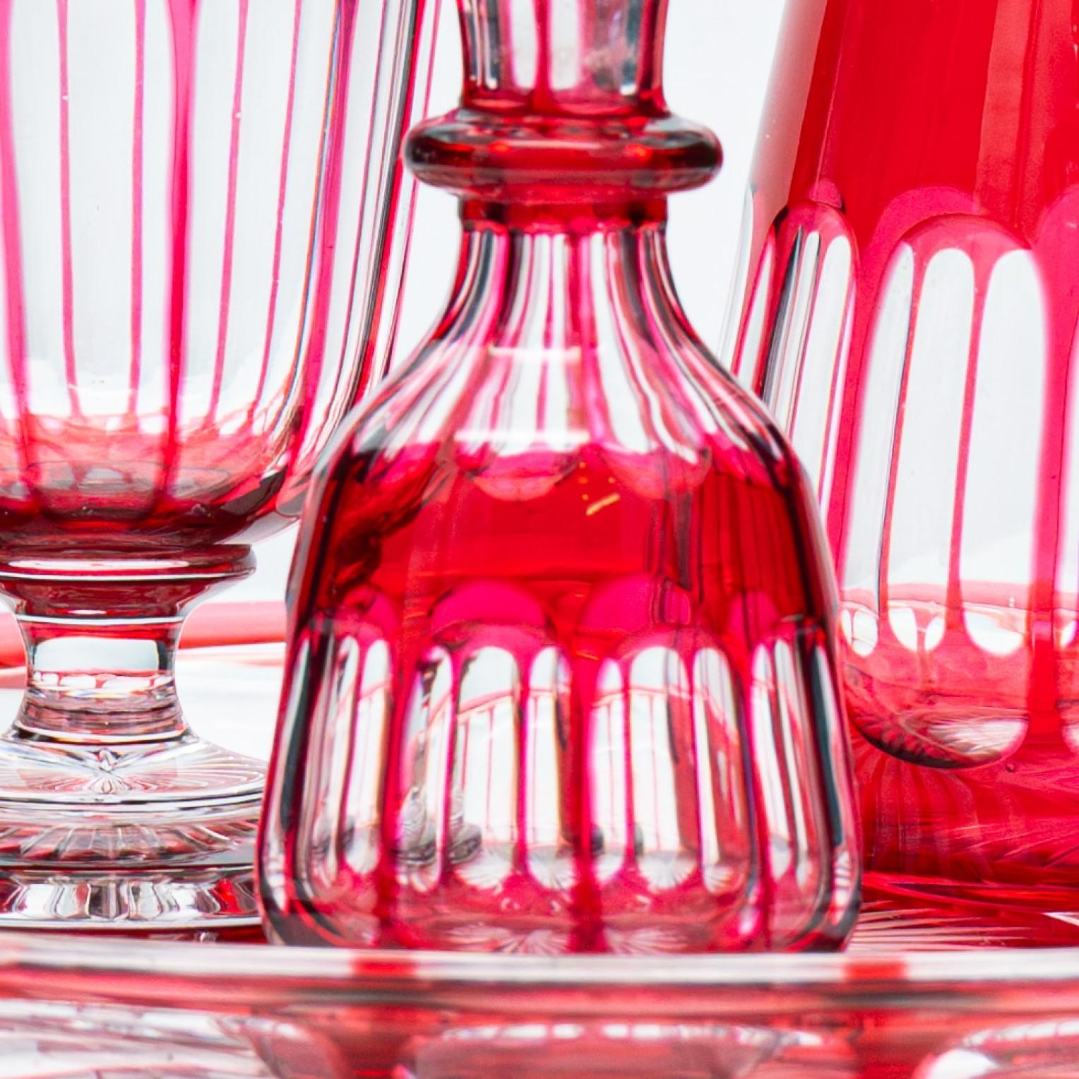 Set of 4 Red Overlay Crystal items, Czech Republic, 1930 For Sale 1