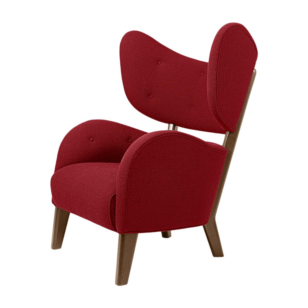 4er Set Rot Raf Simons Vidar 3 eiche geräuchert my own lounge chair by Lassen
Abmessungen: B 88 x T 83 x H 102 cm 
MATERIALIEN: Textil

Der ikonische Sessel von Flemming Lassen aus dem Jahr 1938 wurde ursprünglich nur in einer einzigen Auflage
