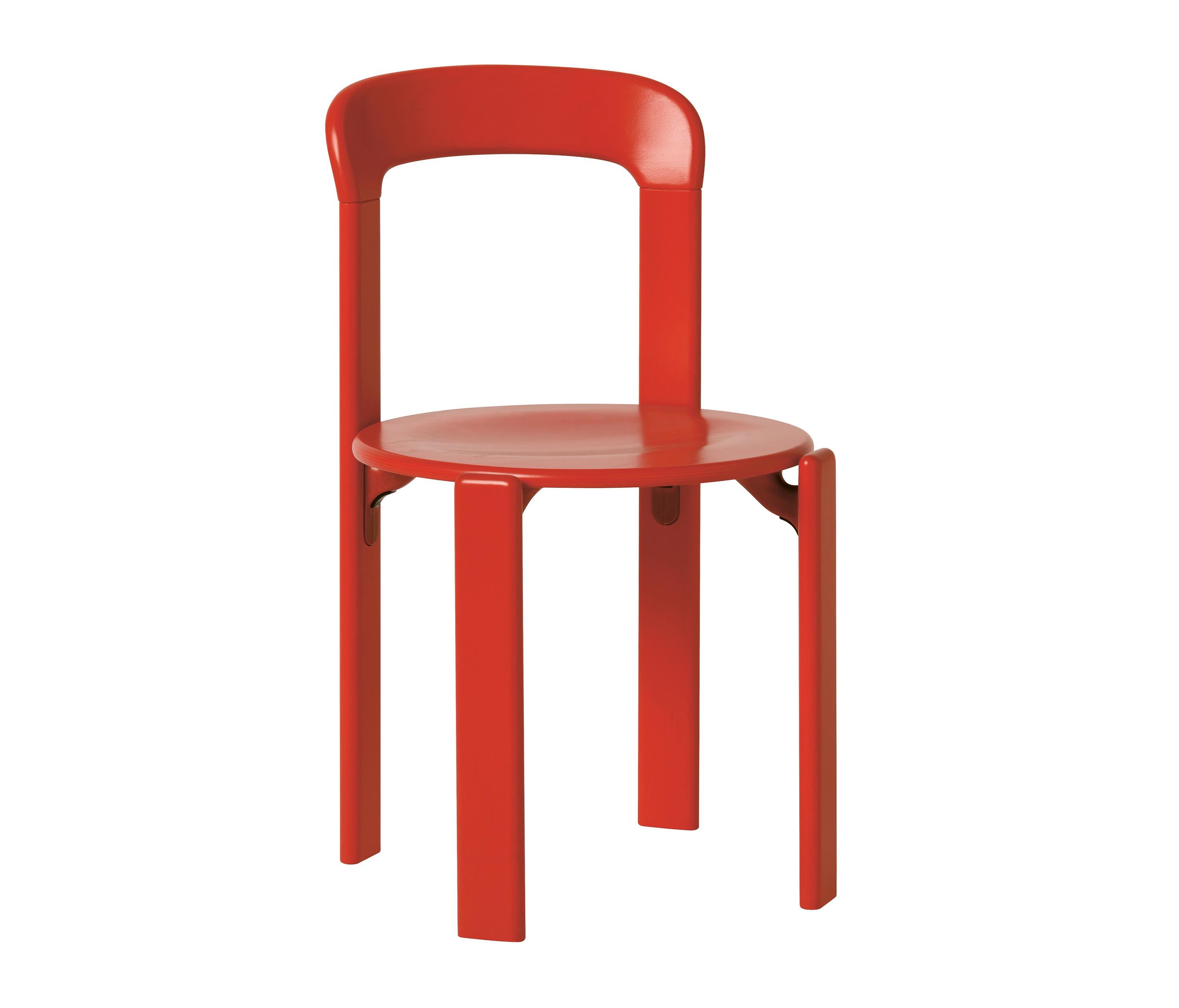 Set of 4 Red Rey Chairs by Dietiker, a Swiss Icon since 1971 In New Condition In Stein am Rhein, CH