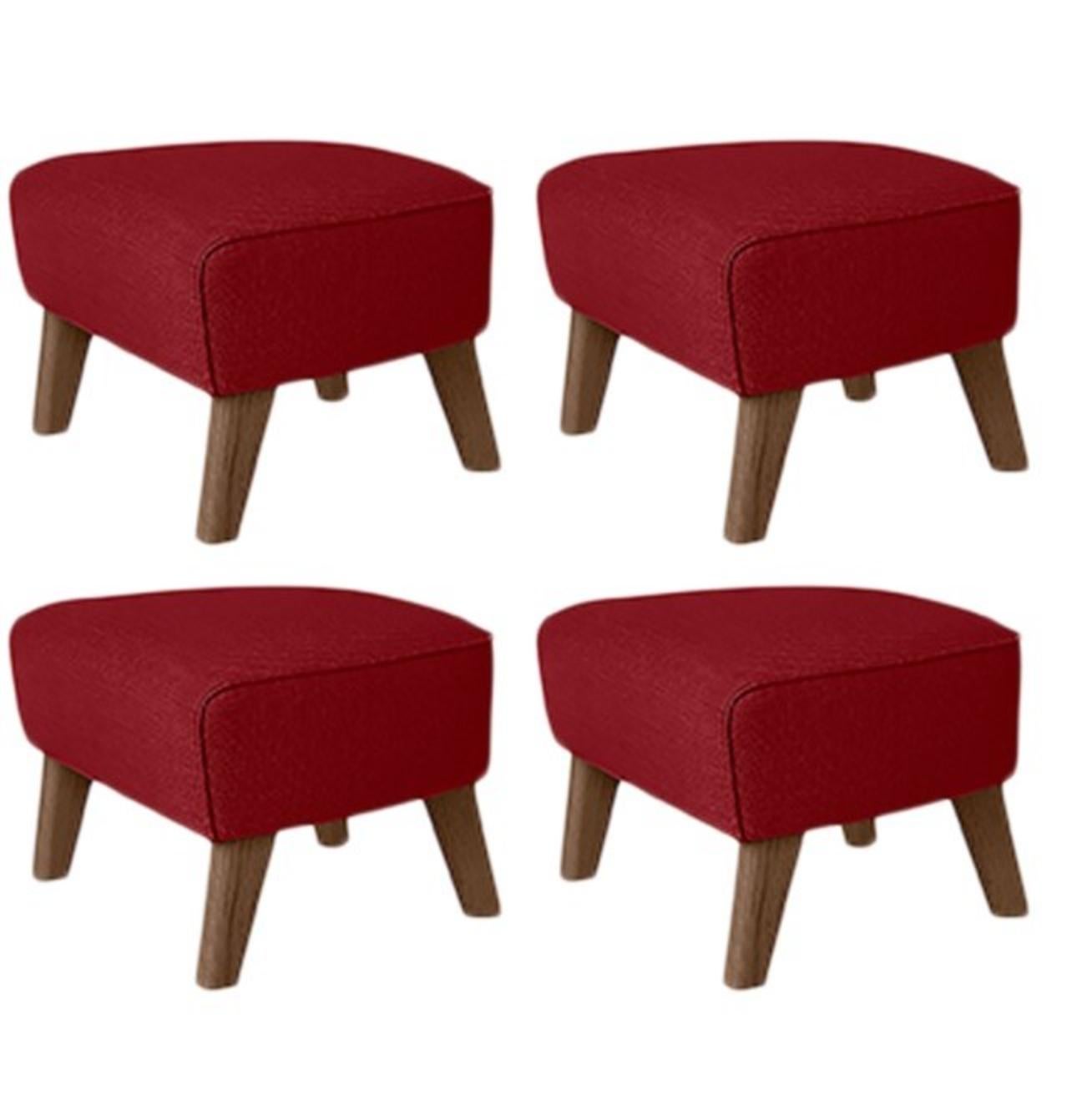 Set of 4 red, smoked oak raf simons vidar 3 my own chair footstool by Lassen.
Dimensions: W 56 x D 58 x H 40 cm 
Materials: Textile
Also available: Other colors available.

The my own chair footstool has been designed in the same spirit as