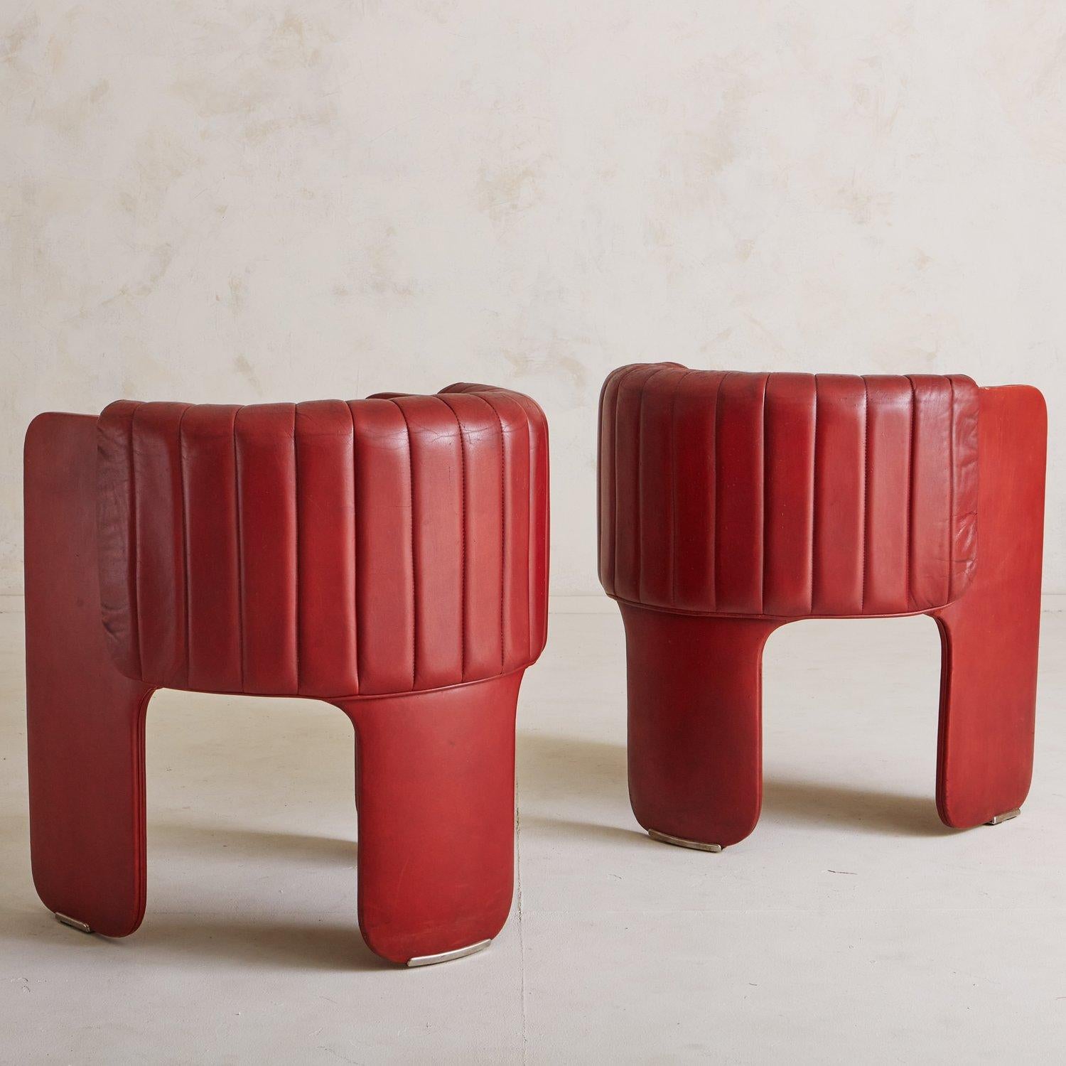 Set of 4 Red Vegan Leather Chairs by Luigi Massoni for Poltrona Frau, Italy 1980 10