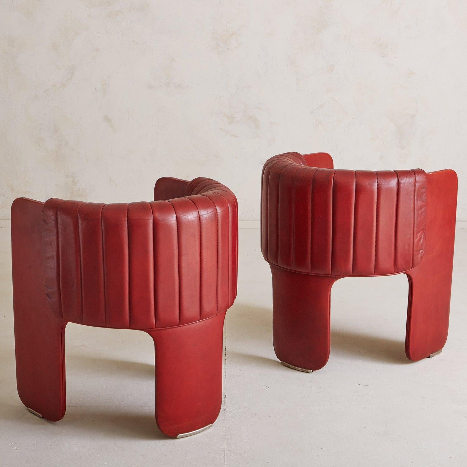 Set of 4 Red Vegan Leather Chairs by Luigi Massoni for Poltrona Frau, Italy 1980 11