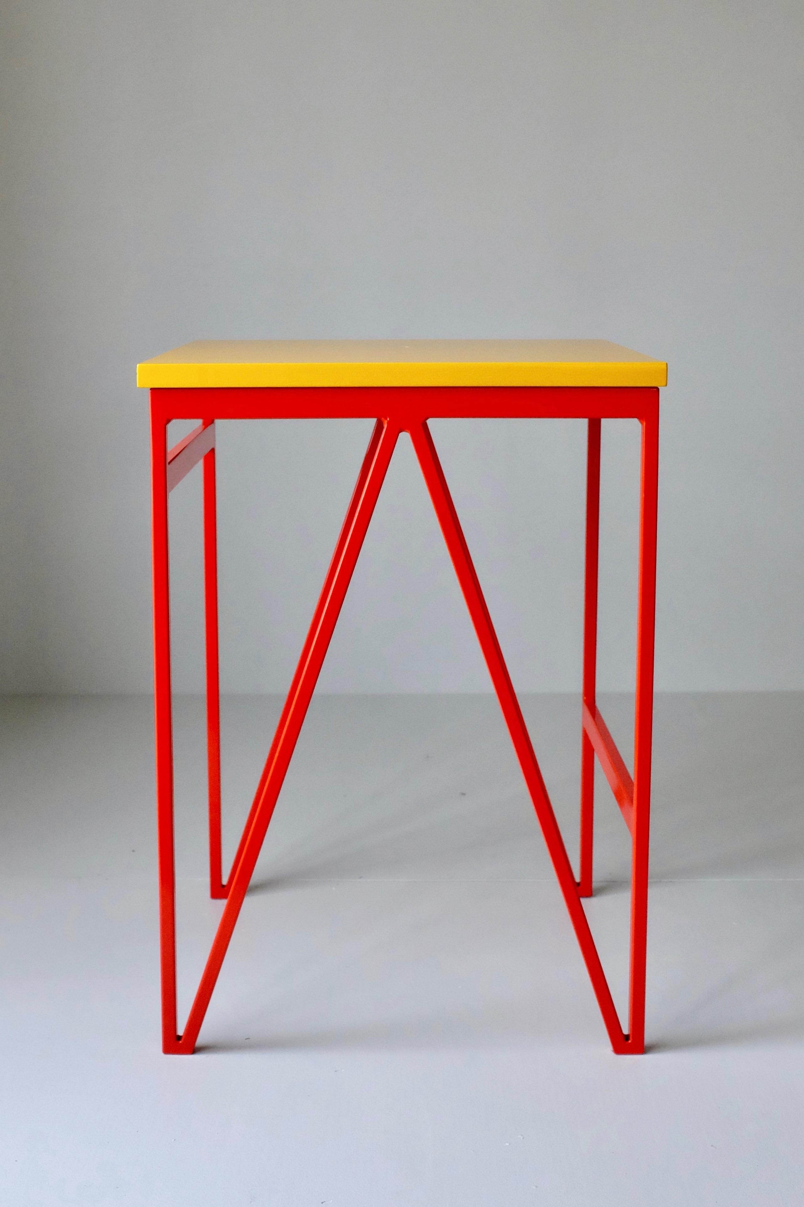 red and yellow stool