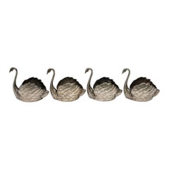 Set of 4 Reed & Barton Sterling Silver Swan Salt Cellars/Bowls 415 #25013