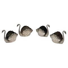 Set of 4 Reed & Barton Sterling Silver Swan Salt Cellars/Bowls 415 #25013