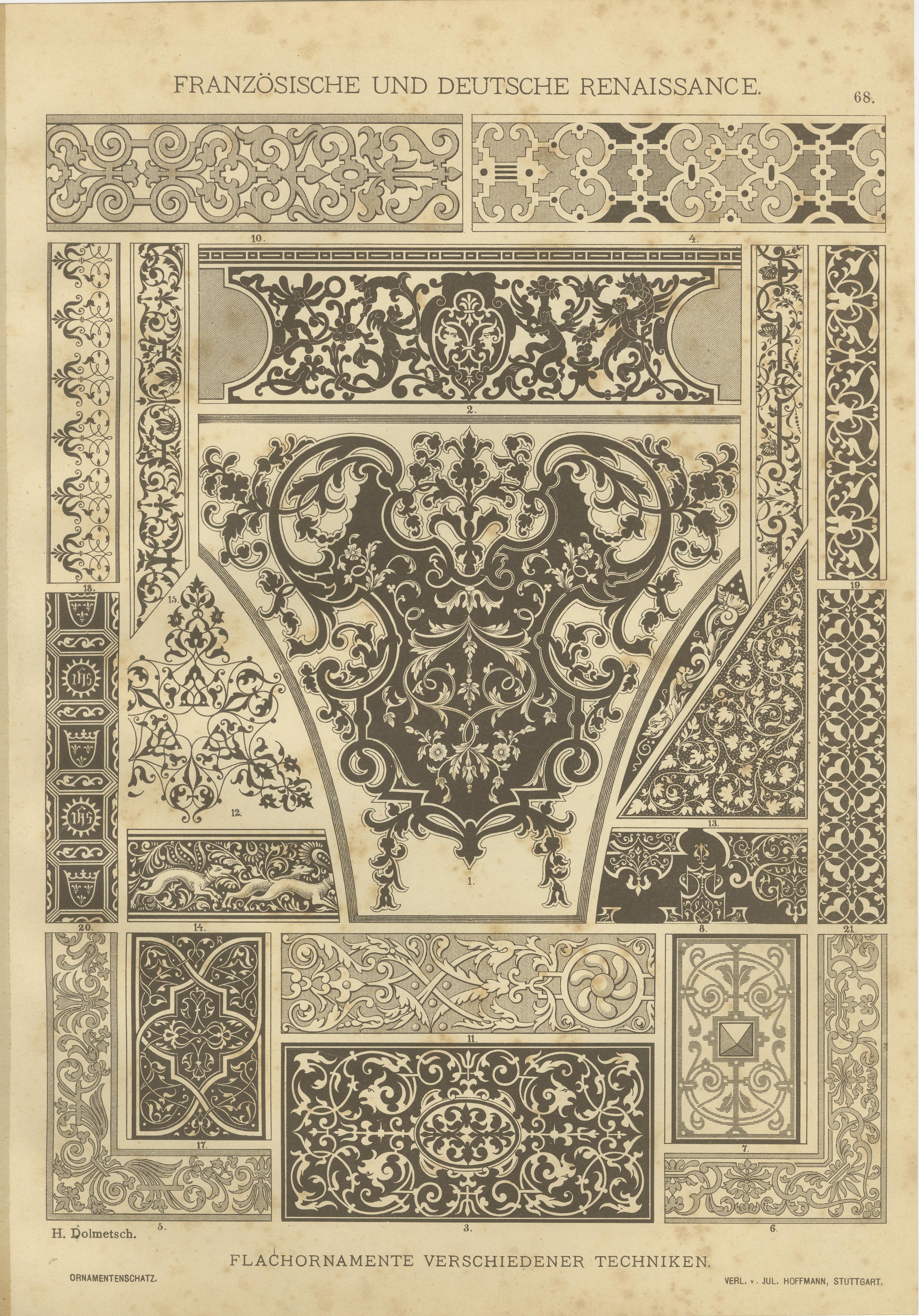 Set of 4 Renaissance Design Prints by H. Dolmetsch – Gobelins, Enamels and More In Good Condition For Sale In Langweer, NL