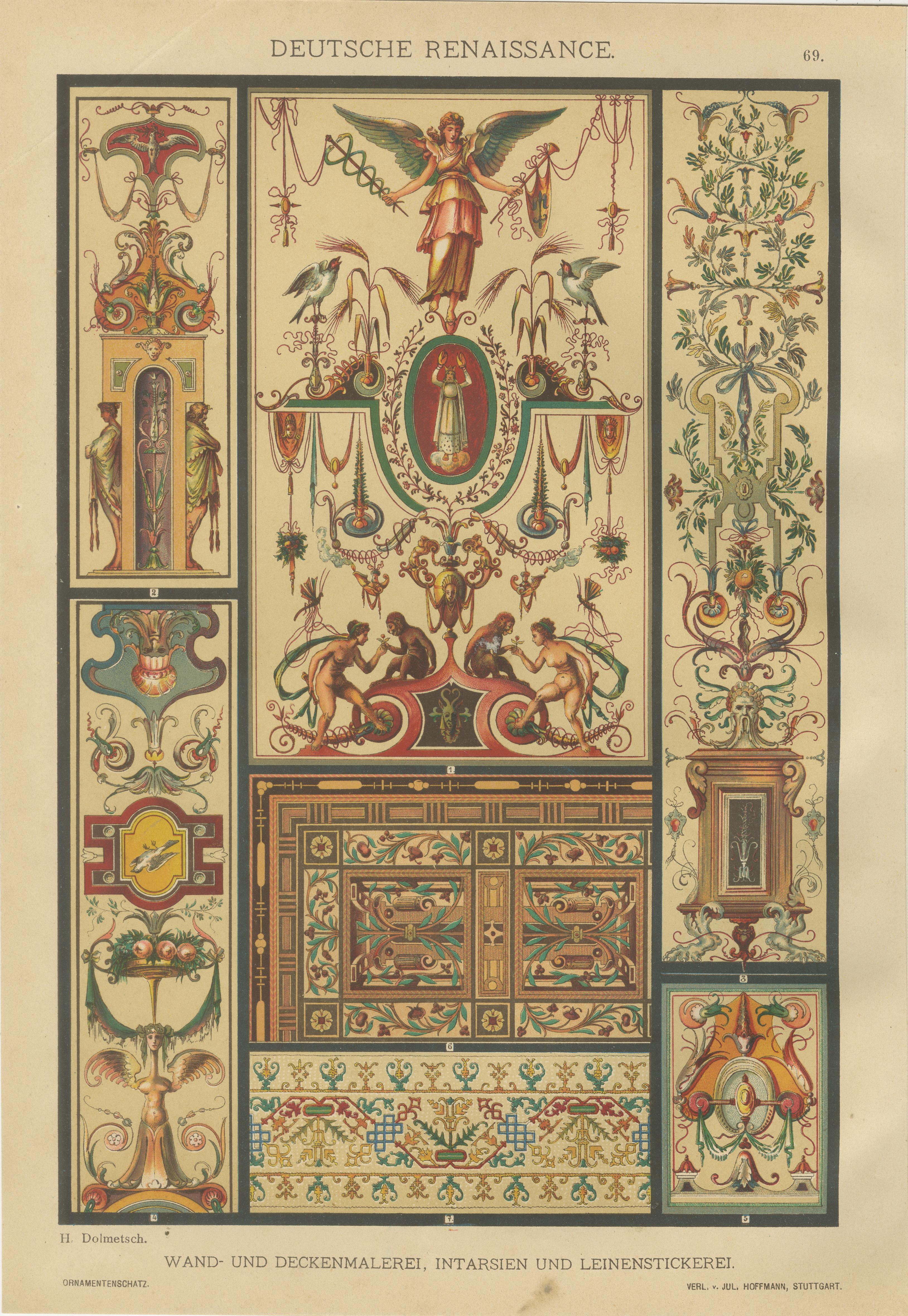 Late 19th Century Set of 4 Renaissance Design Prints by H. Dolmetsch – Gobelins, Enamels and More For Sale