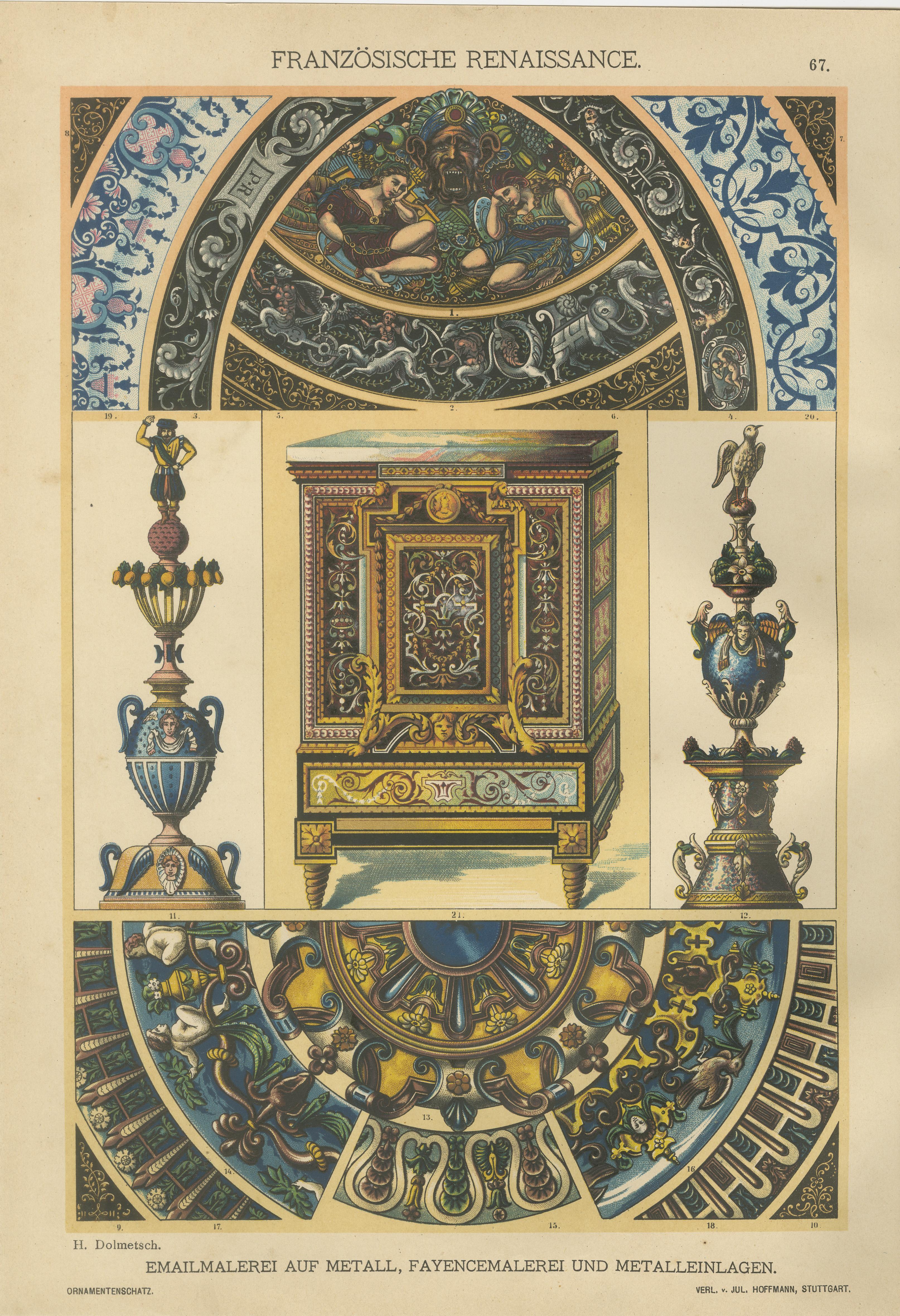 Paper Set of 4 Renaissance Design Prints by H. Dolmetsch – Gobelins, Enamels and More For Sale