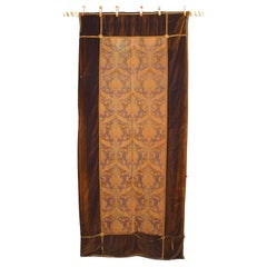Set of 4 Renaissance Style Gold and Brown Brocade Velvet Drapes