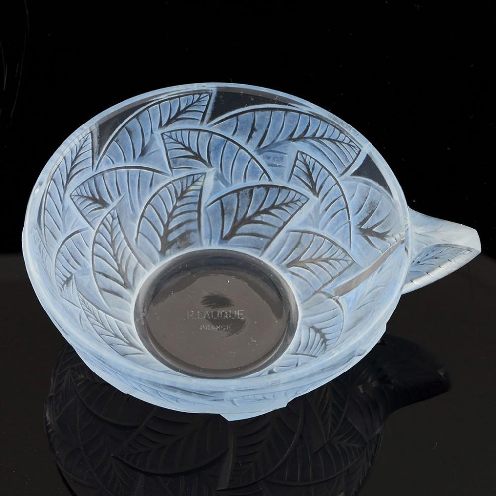 20th Century Set of 4 Rene Lalique Blue Stained Ormeaux Pattern Tasse a Glace, Designed 1931 For Sale