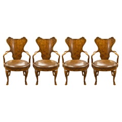 Set of 4 Reproduction English Georgian Walnut Armchairs by Century Furniture