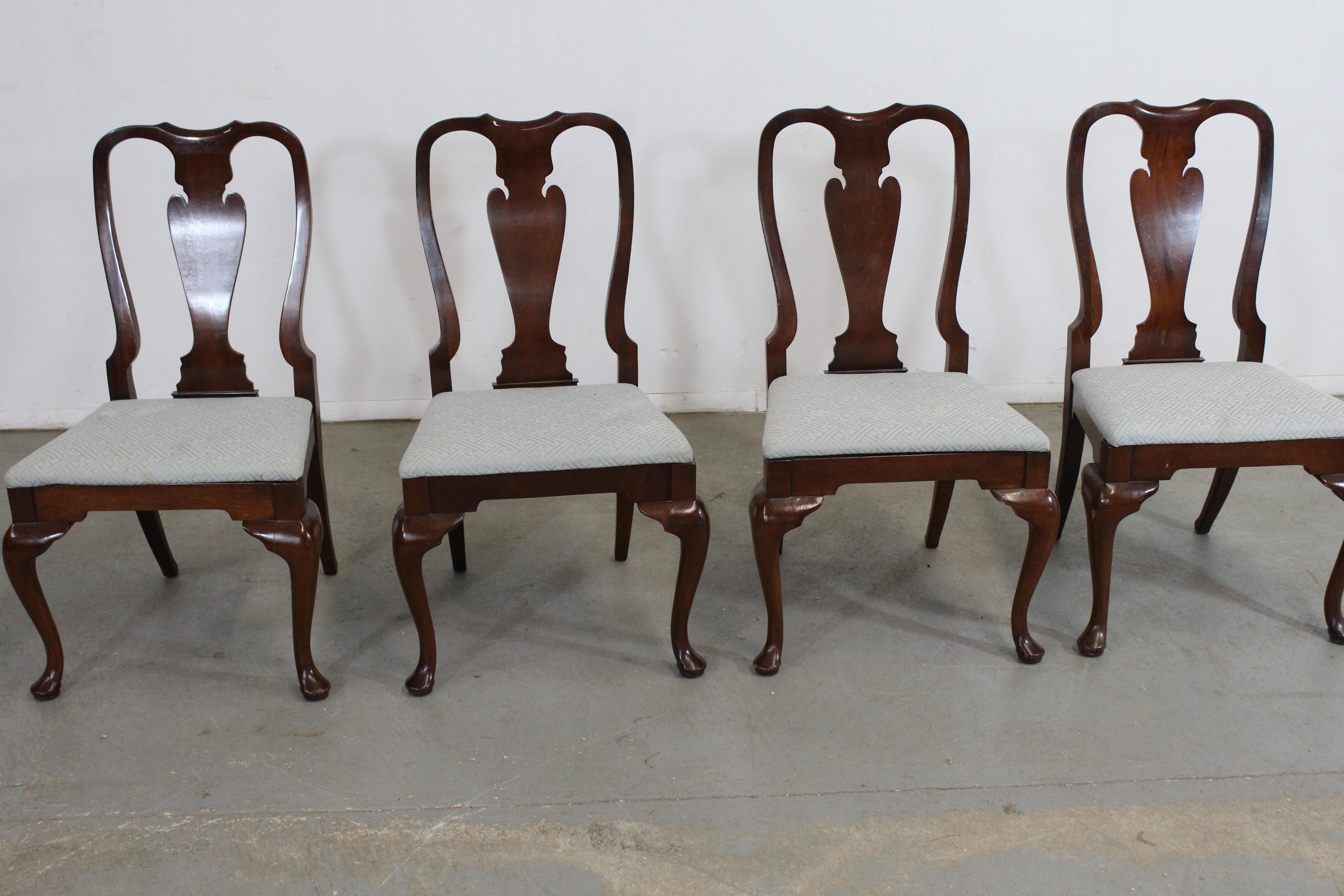Set of 4 Reproduction Queen Anne Solid Mahogany Dining Side Chairs 11