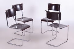 Ensemble de 4 chaises Bauhaus restaurées, Mart Stam, Robert Slezak, Tchèque, années 1930