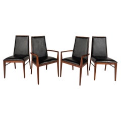 Ensemble de 4 chaises restaurées en noyer, Milo Baughman pour Dillingham, A.I.C., c. années 1960