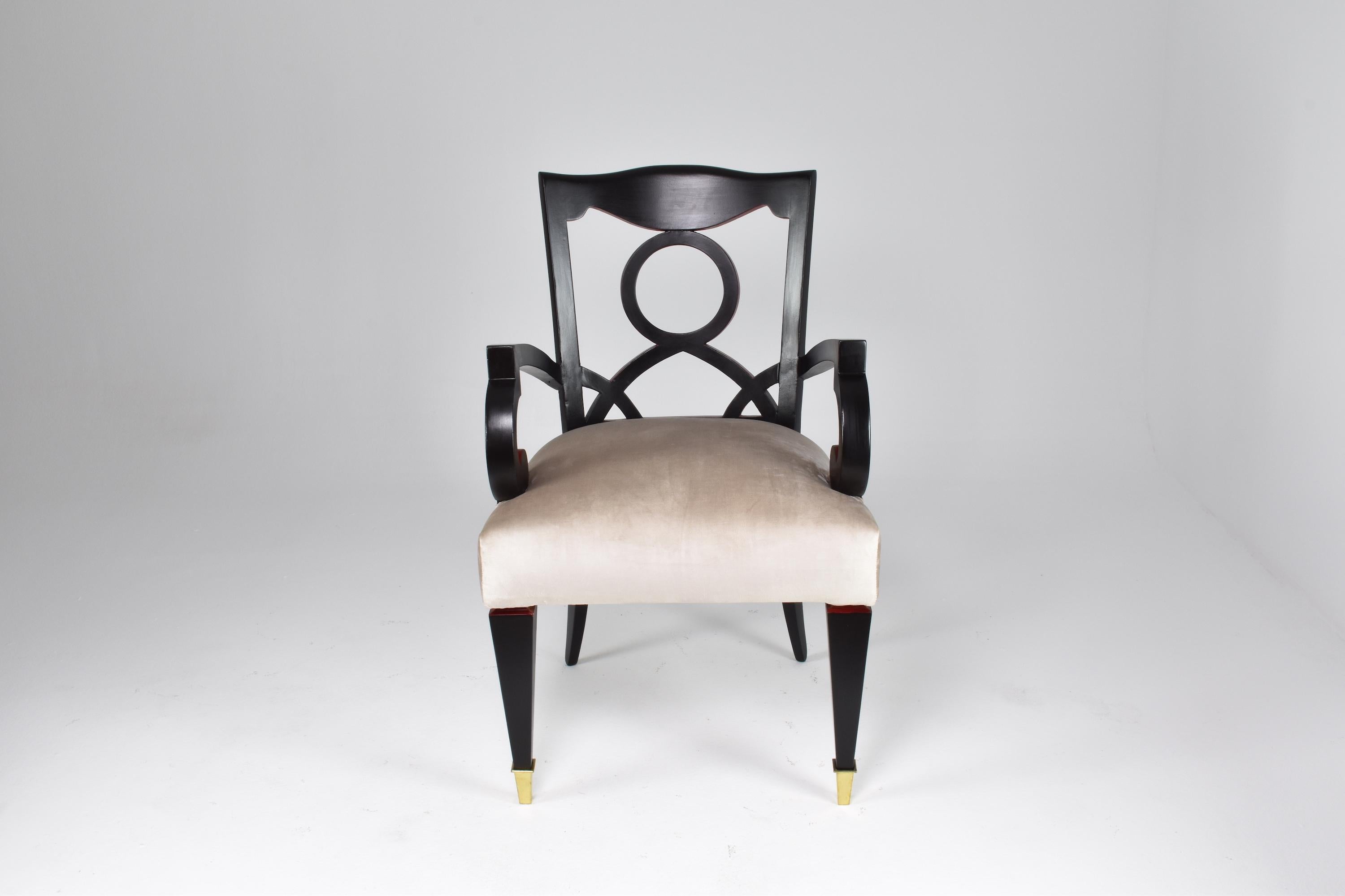 Juego de 4 Sillones de Comedor Italianos Restaurados con Mesa de Juego, Años 60 siglo XX en venta