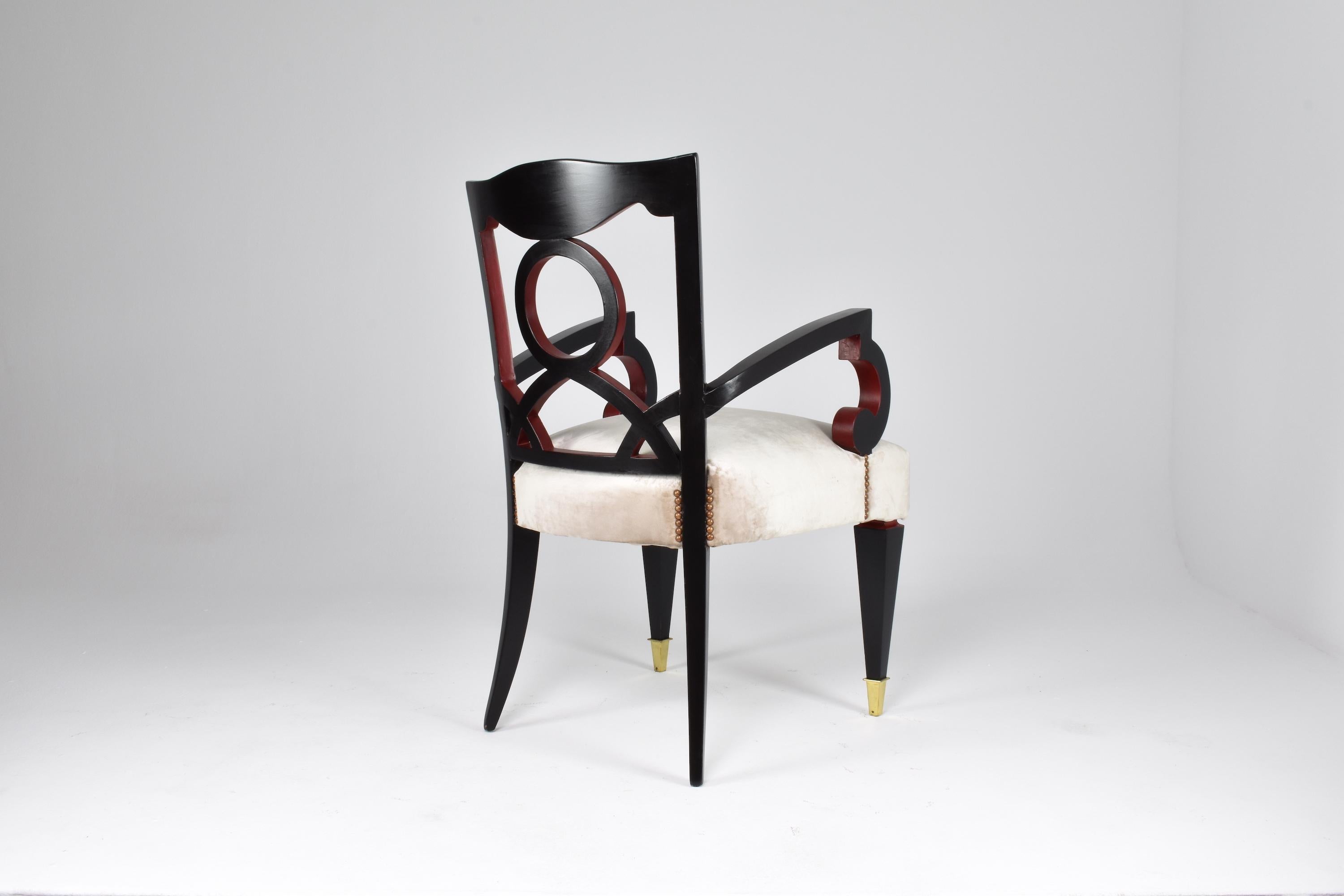 Juego de 4 Sillones de Comedor Italianos Restaurados con Mesa de Juego, Años 60 en venta 1