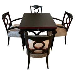 Set of 4 Restored Italian Dining Armchairs with Game Table, 1960s