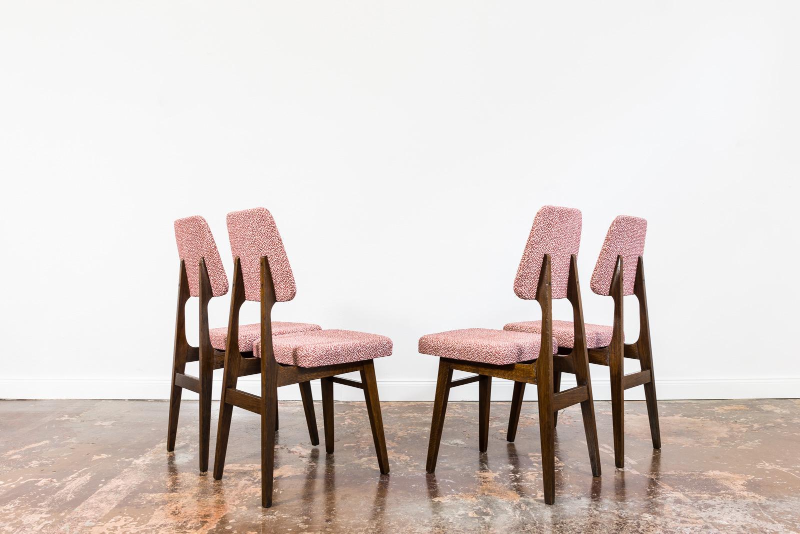 Set of 4 Restored Vintage Oak Wood Dining Chairs, 1960s 3