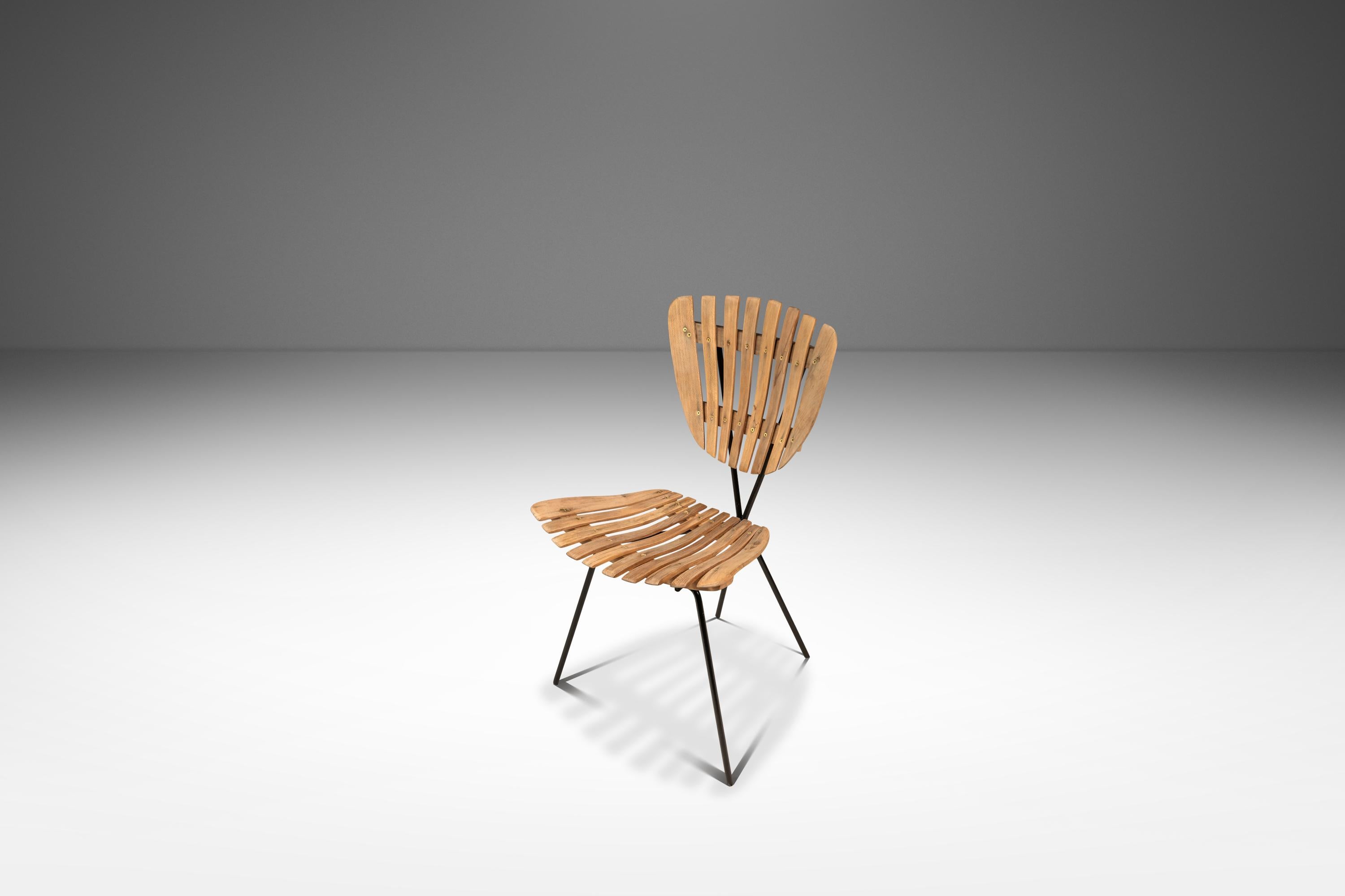 Set of 4 Restored Wrought Iron & Birch Chairs by Arthur Umanoff, USA, c. 1960s For Sale 4
