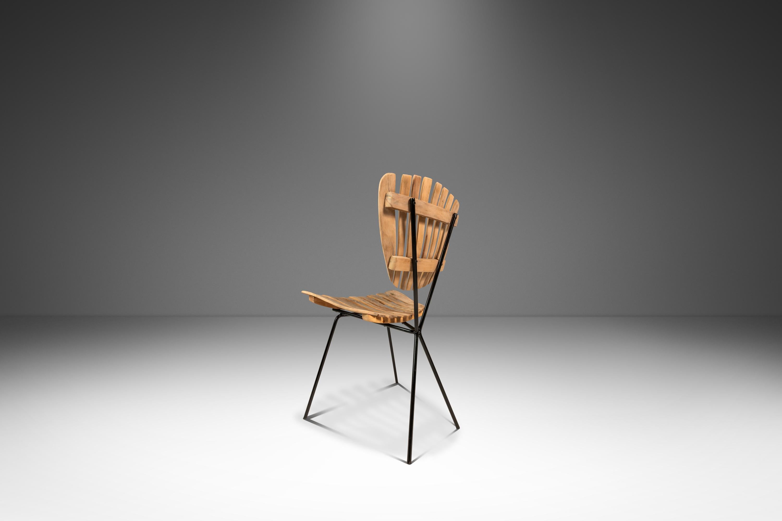 Set of 4 Restored Wrought Iron & Birch Chairs by Arthur Umanoff, USA, c. 1960s For Sale 5