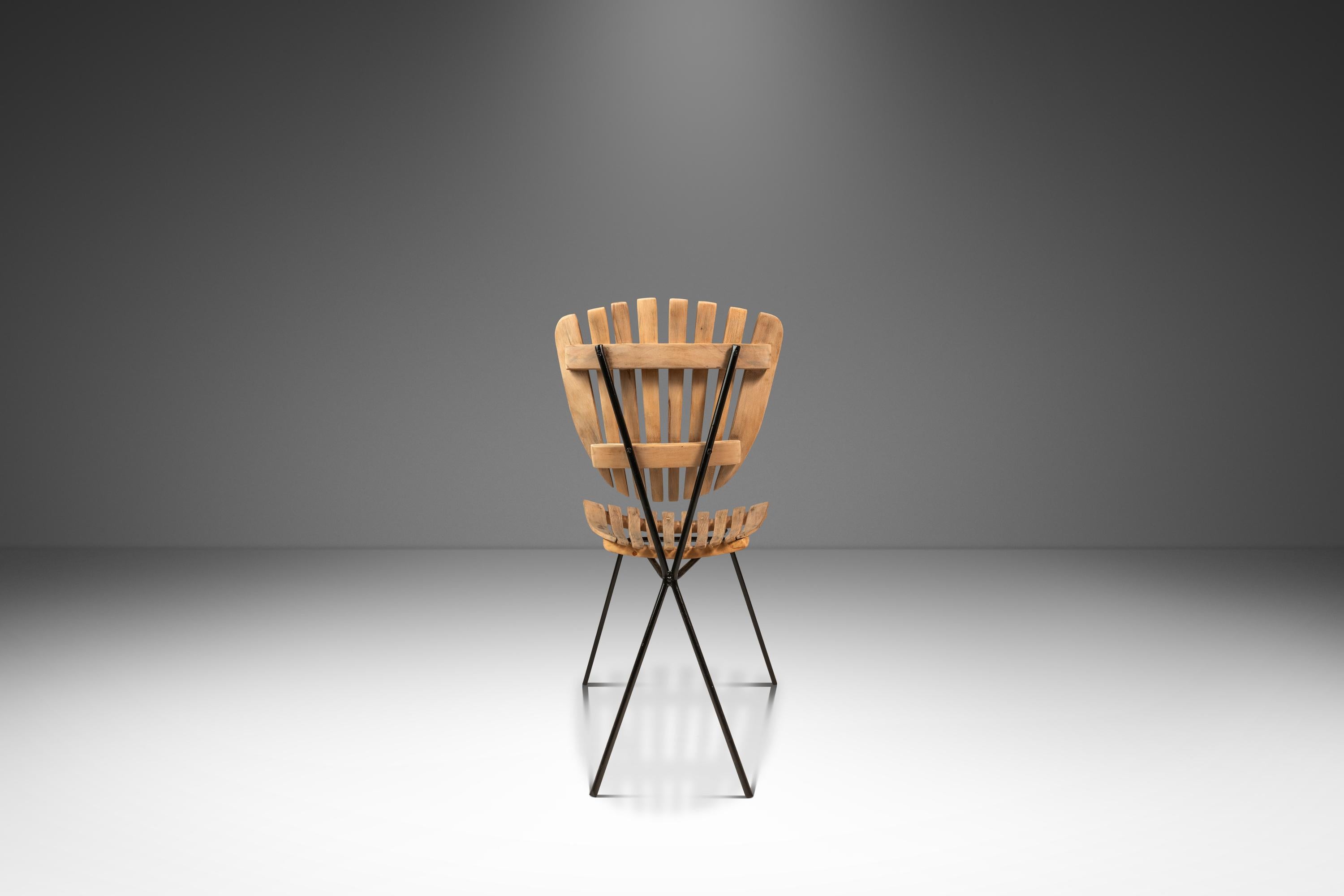 Set of 4 Restored Wrought Iron & Birch Chairs by Arthur Umanoff, USA, c. 1960s For Sale 6