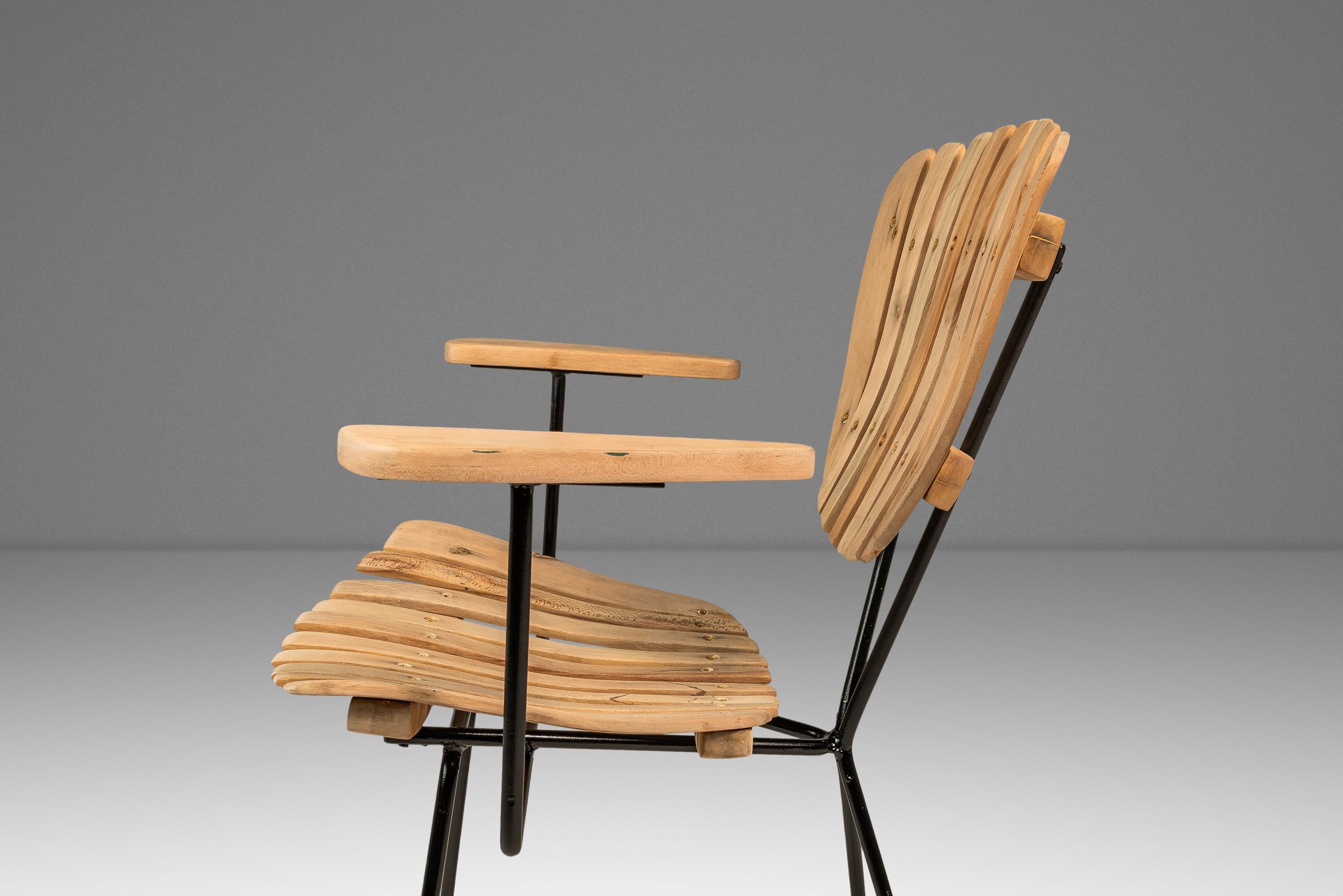 Set of 4 Restored Wrought Iron & Birch Chairs by Arthur Umanoff, USA, c. 1960s For Sale 8