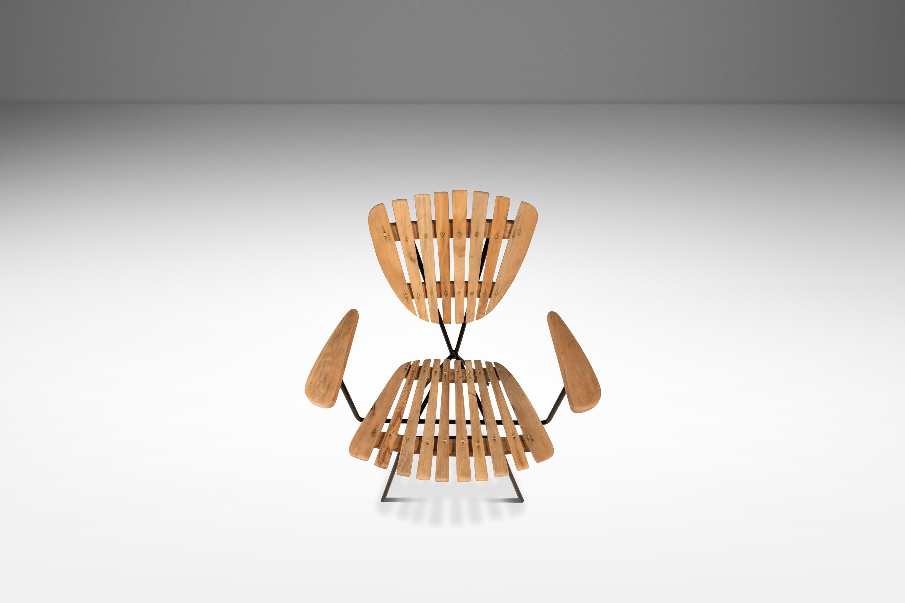 Set of 4 Restored Wrought Iron & Birch Chairs by Arthur Umanoff, USA, c. 1960s For Sale 10