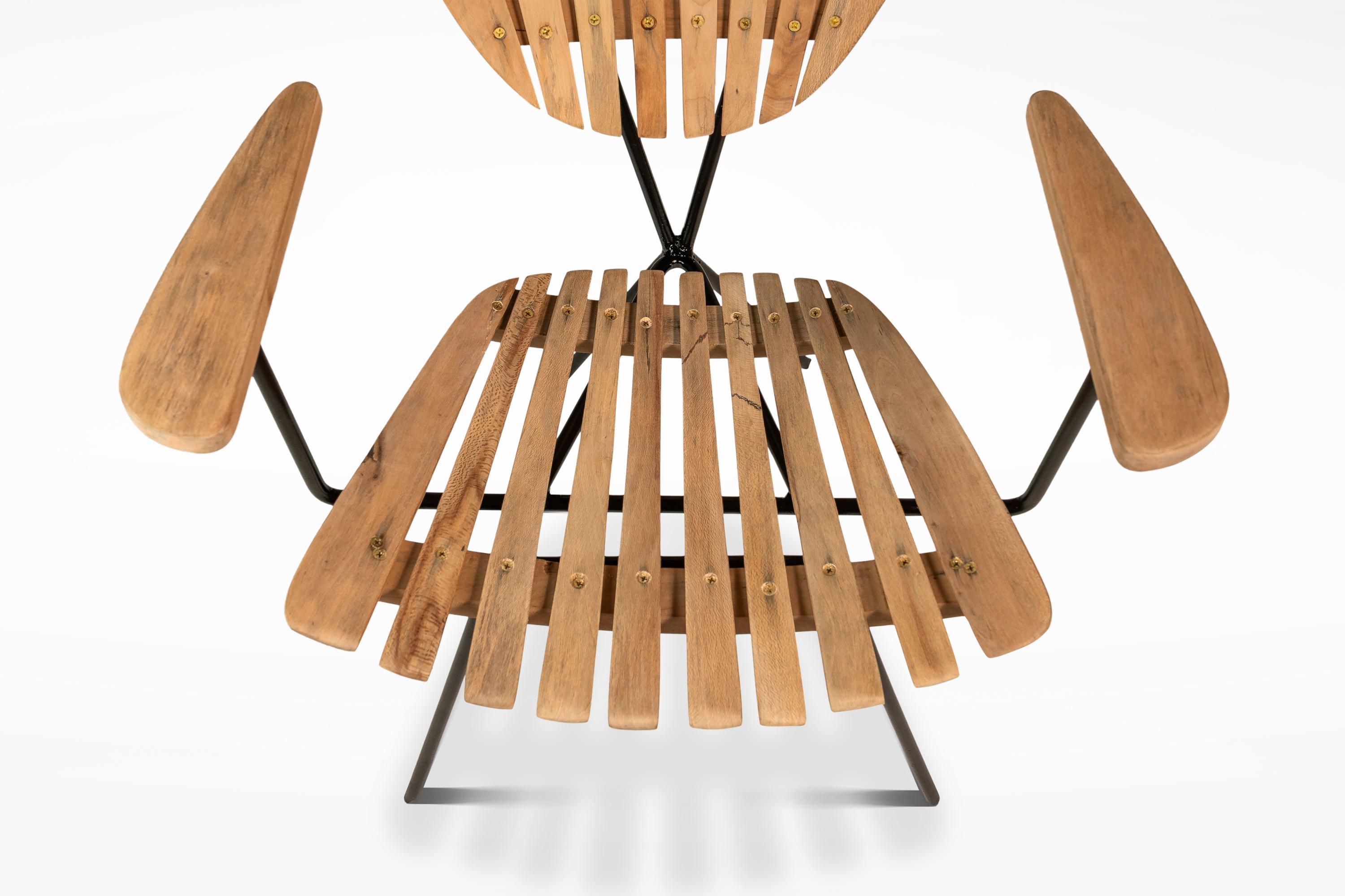 Set of 4 Restored Wrought Iron & Birch Chairs by Arthur Umanoff, USA, c. 1960s For Sale 11