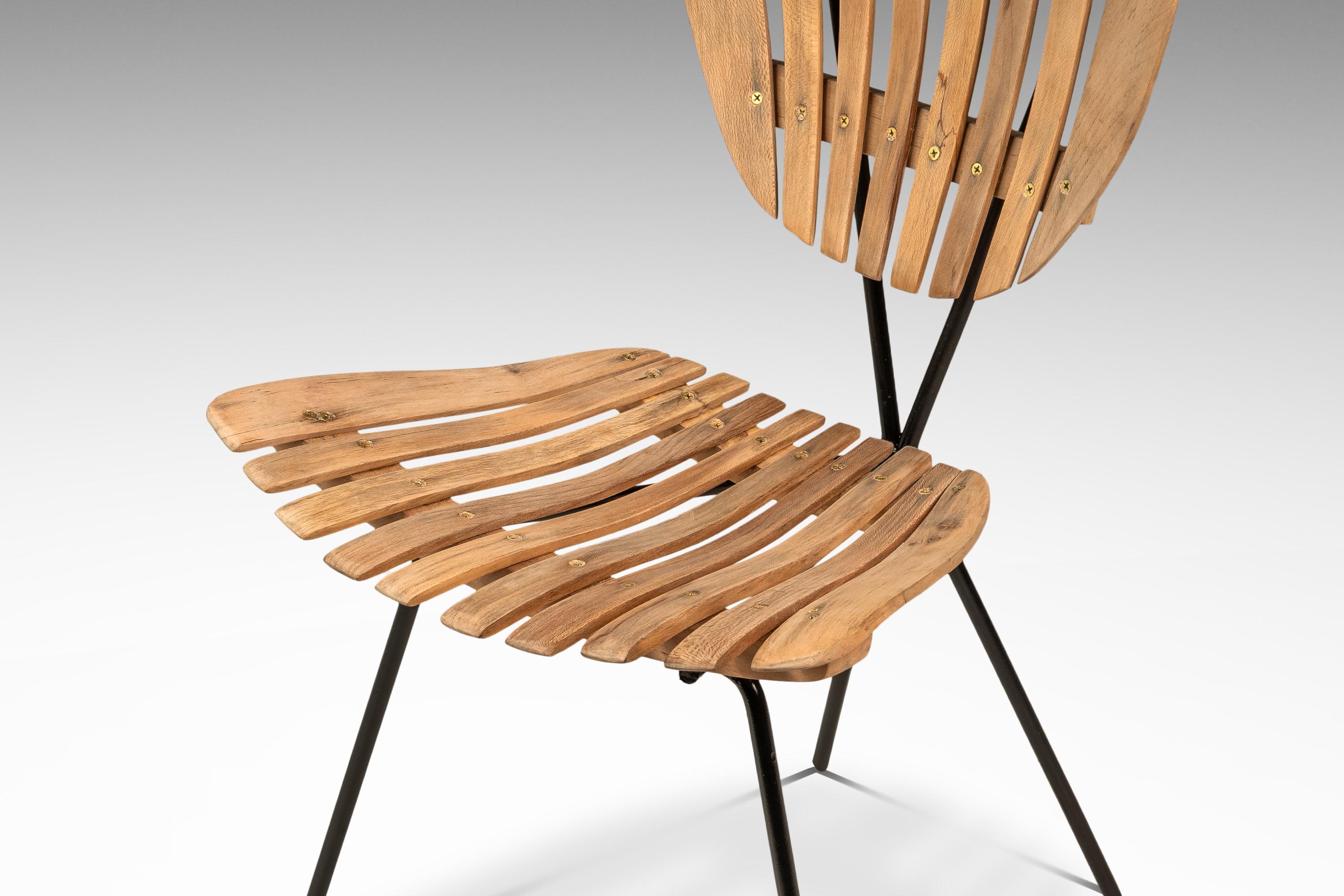 Set of 4 Restored Wrought Iron & Birch Chairs by Arthur Umanoff, USA, c. 1960s For Sale 12