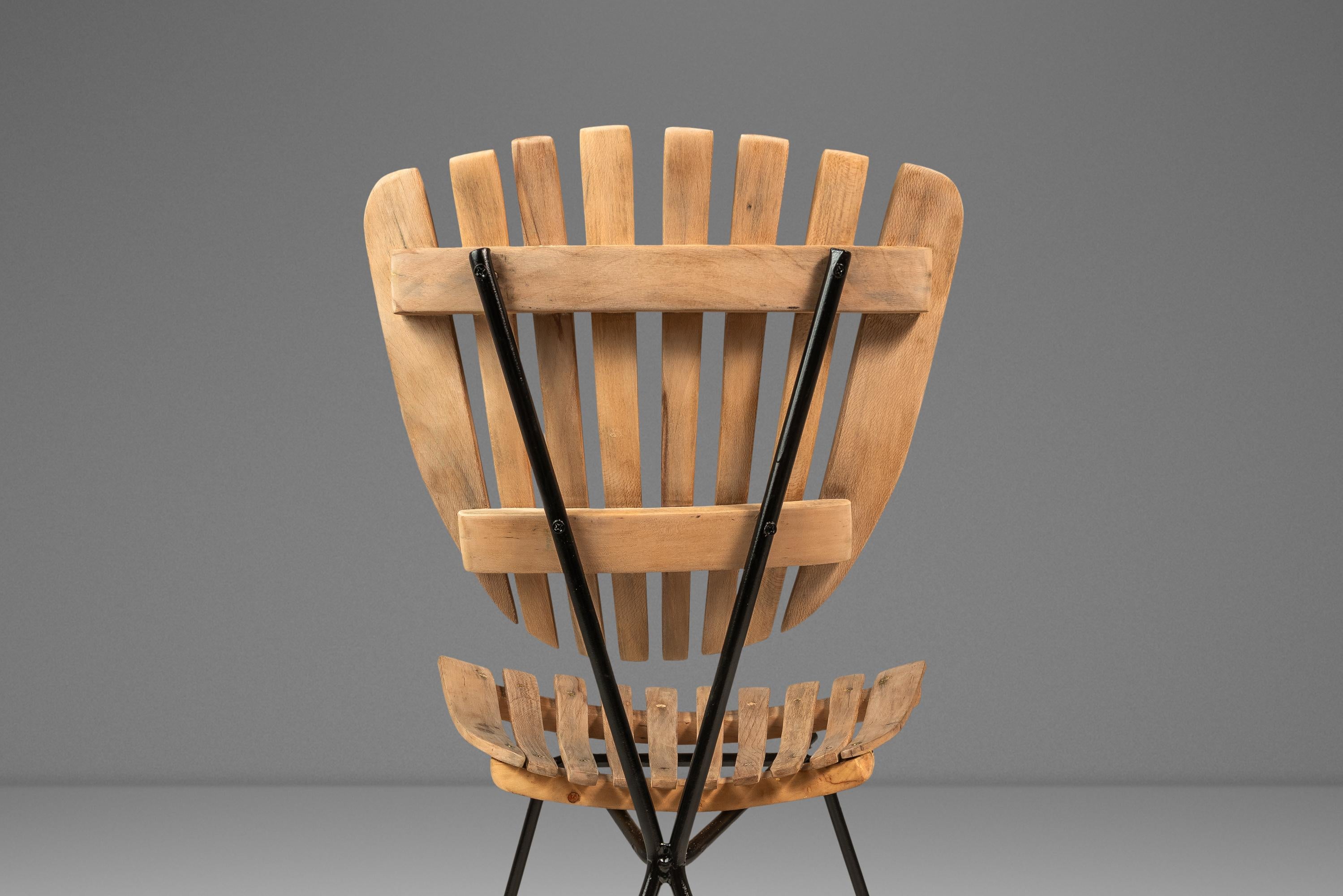 Set of 4 Restored Wrought Iron & Birch Chairs by Arthur Umanoff, USA, c. 1960s For Sale 13
